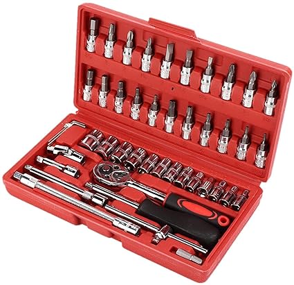 Mokshith 1/4-Inch Screwdriver Socket Bit Ratchet Wrench Combination Tools Kit, Screw Driver Extension Socket Adapter for Auto Repairing & Household(46PCS)