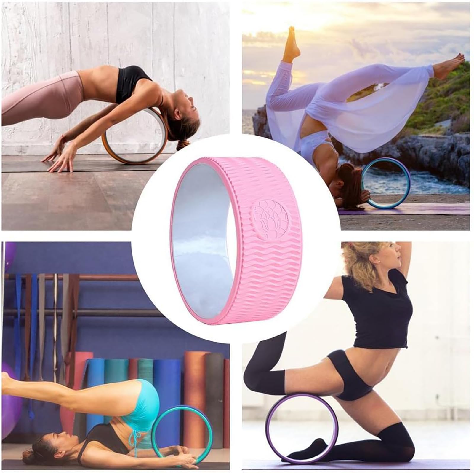Ruota per yoga per alleviare il mal di schiena e migliorare la postura, rullo per colonna vertebrale per equilibrio, piegamenti della schiena e recupero muscolare, attrezzatura per il fitness a casa
