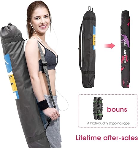 Miniatura 6 de Alfombrilla de goma grande para ejercicio en interiores y exteriores, diseño ovalado antideslizante para protección de suelo y cuerda, entrenamiento