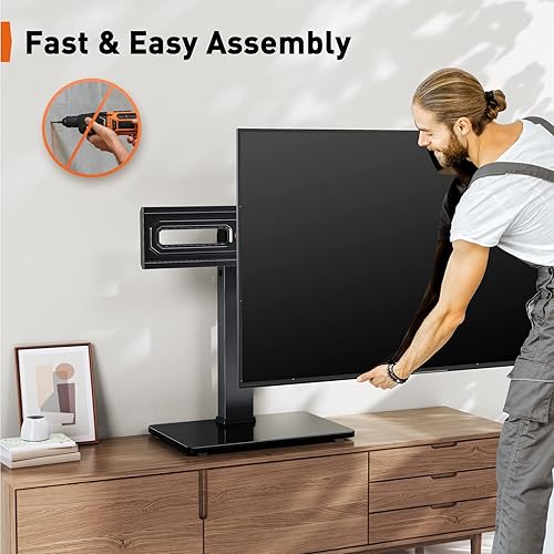 Miniatura 7 de Perlegear Soporte para TV, soporte giratorio universal para televisores LCDLEDOLED de 32 a 60,65 pulgadas de hasta 88 libras, soporte de TV de mesa