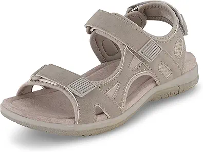 CUSHIONAIRE Women's Pace comfort footbed outdoor sandal with adjustable straps and +Memory Foam, Wide Widths Available