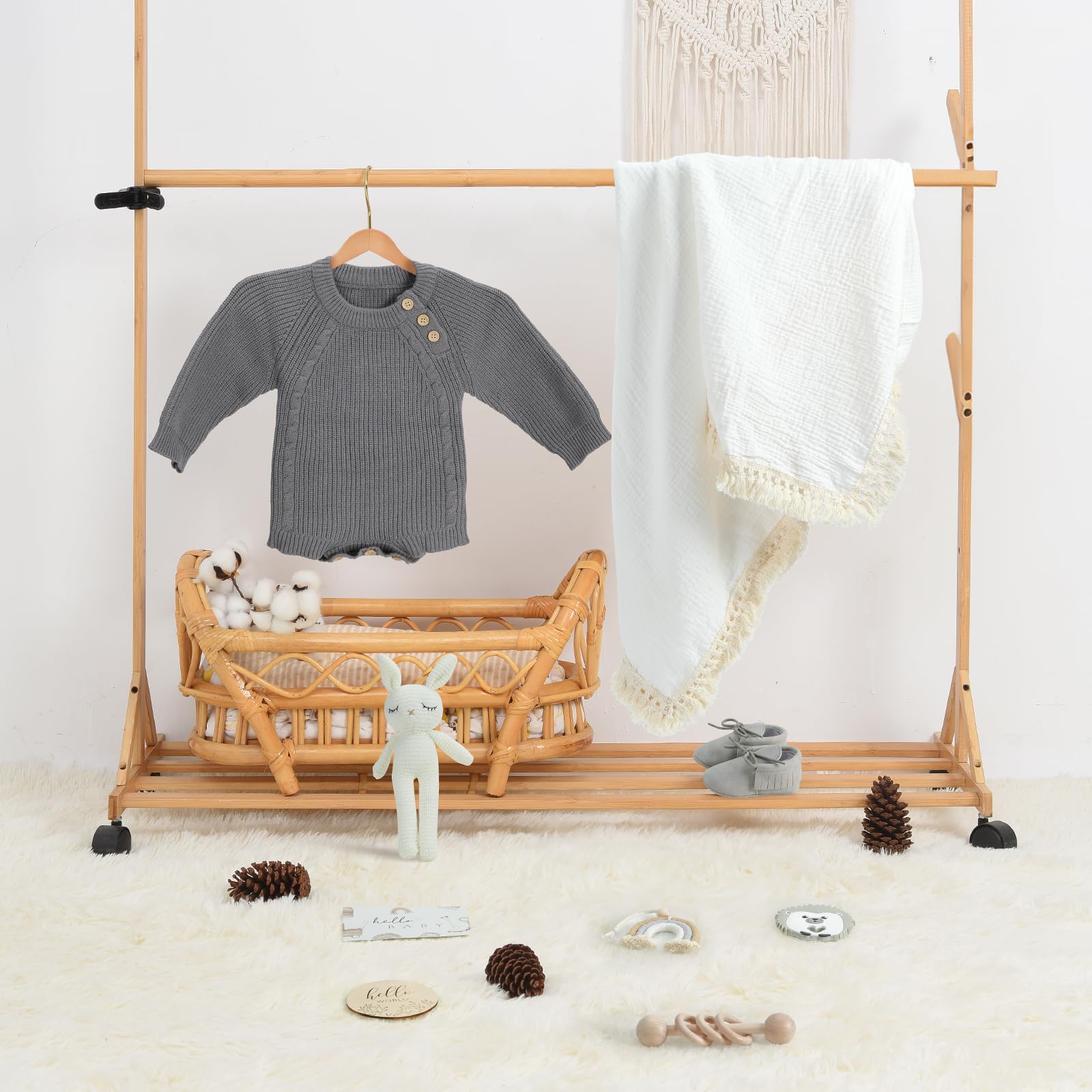 meloom Juego de regalo para bebé recién nacido, bohemio, género neutro, unisex, artículos esenciales, regalos de baby shower para nuevas mamás, regalos de bebé para niños, cesta de bebé