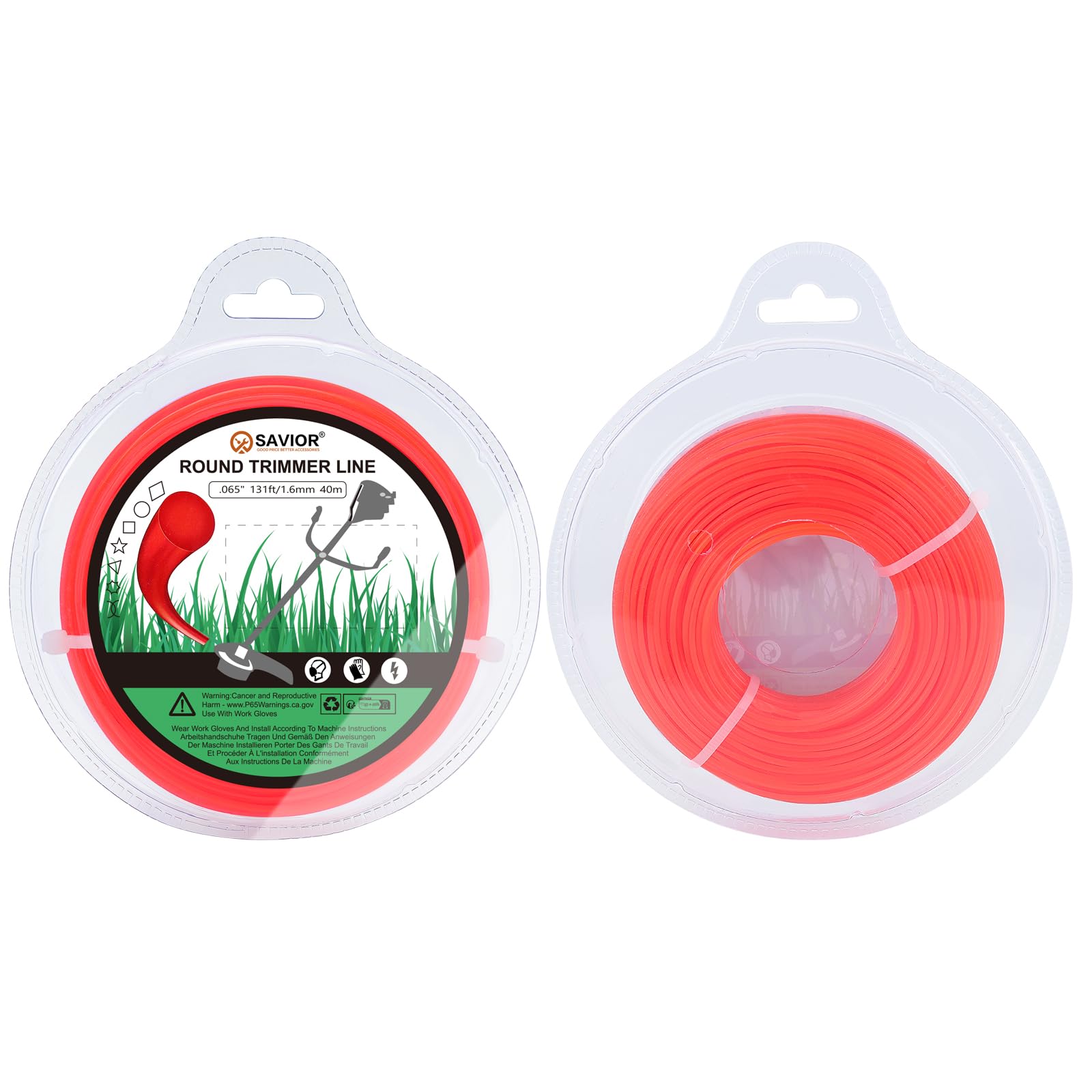 Savior 40M 1.6mm Strimmer Wire Universal String Trimmer Line Nylon Strimmer Cord 1.2mm 1.6mm 2mm 2.4mm 3.0mm Grass Strimming Cable for Garden Weeds Flower Beds (1.6mm x 40m Round) — view 7