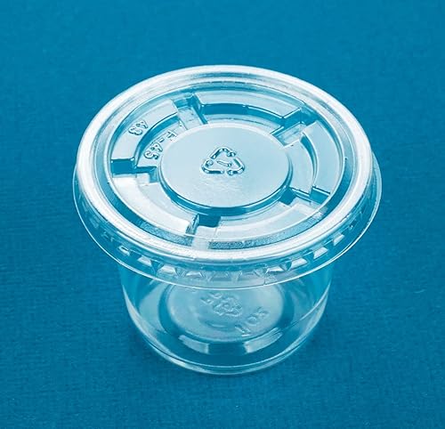 Vista 15 de Golden Apple, Vasos de plástico transparente de 0.5 onzas con tapas, taza de muestreo (125 juegos)..