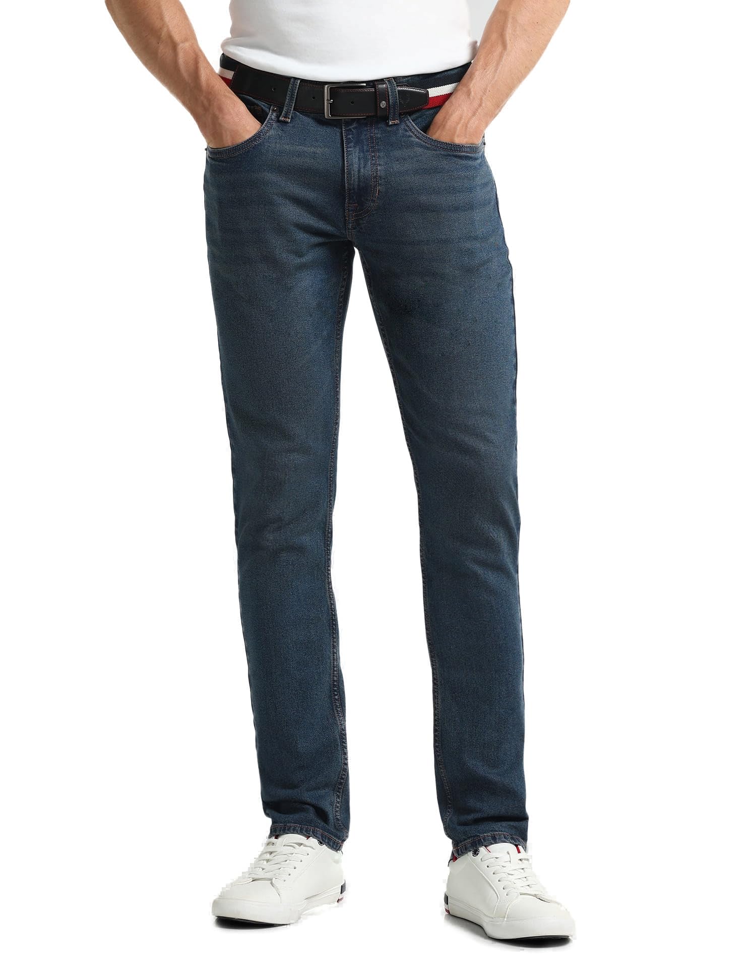 u.s. polo assn. Blue Solid Mid Rise Light Button Stretchable Cotton 1050 Men's Jeans-picture-57