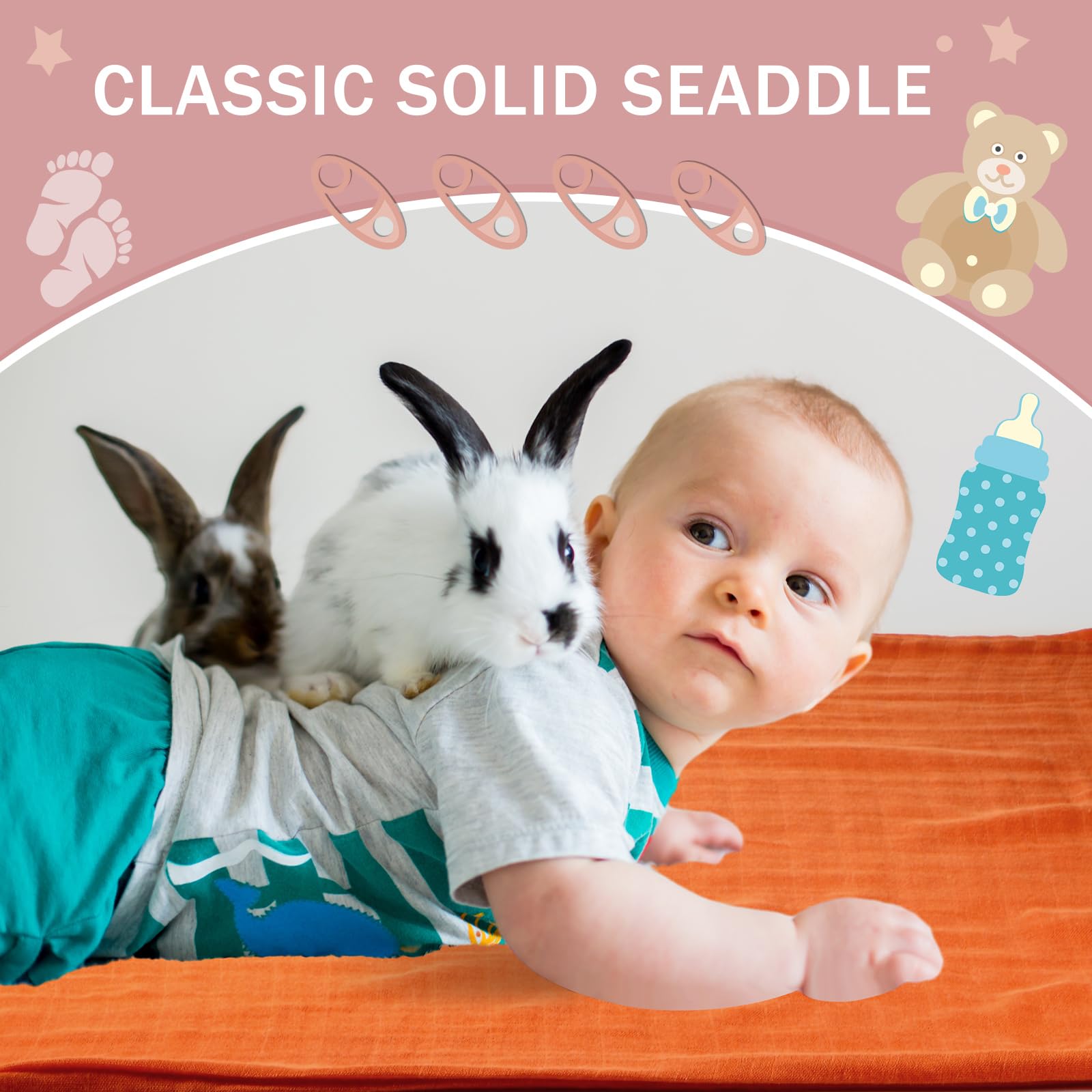 Preboun 6 Pcs Muslin Swaddle Blankets - 47x47 Inch, Soft Cotton, For Newborn Boys & Girls (Pink Series) - View #13