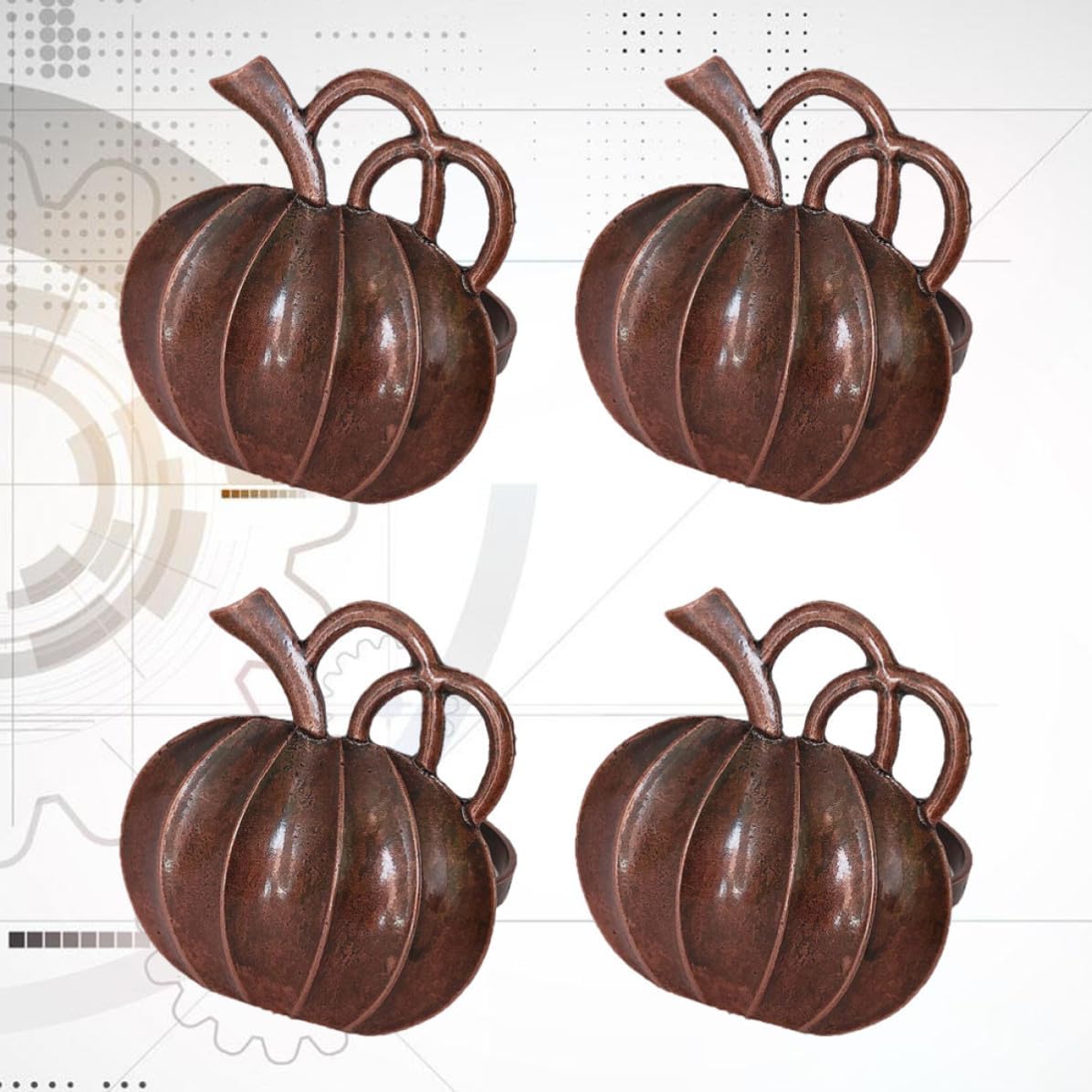 Vintage Pumpkin 4pcs Napkin Rings Alloy for Christmas Restaurant Table