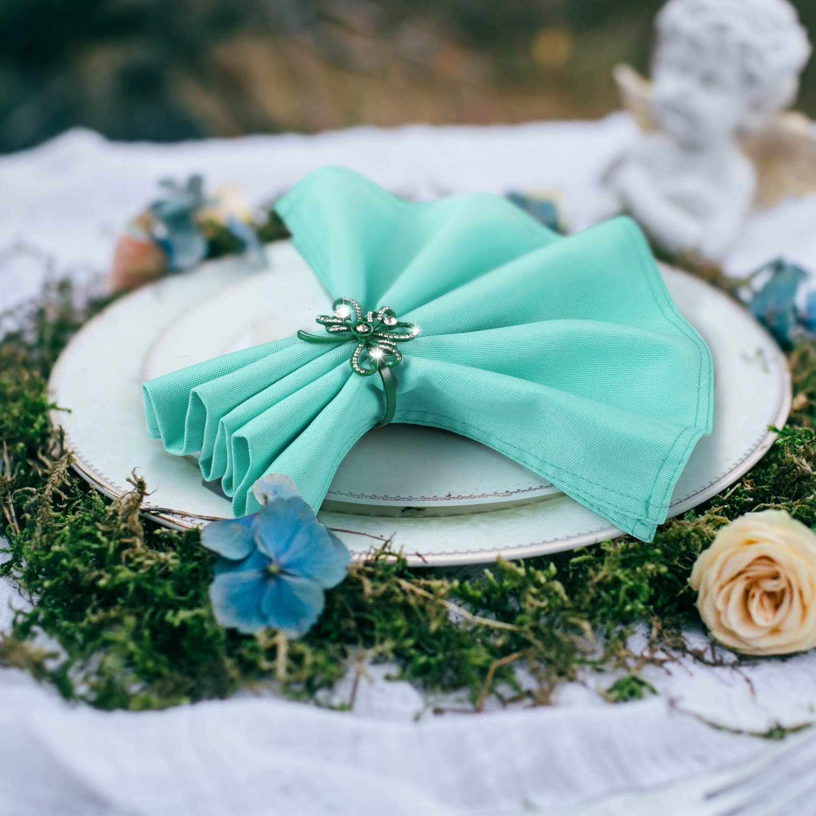 6 Pieces Green Clover Napkin Rings St Patricks Day Napkin Holders Metal Shamrock Napkin Rings for St. Patrick's Day Wedding Party Table Decor Supplies (Green)