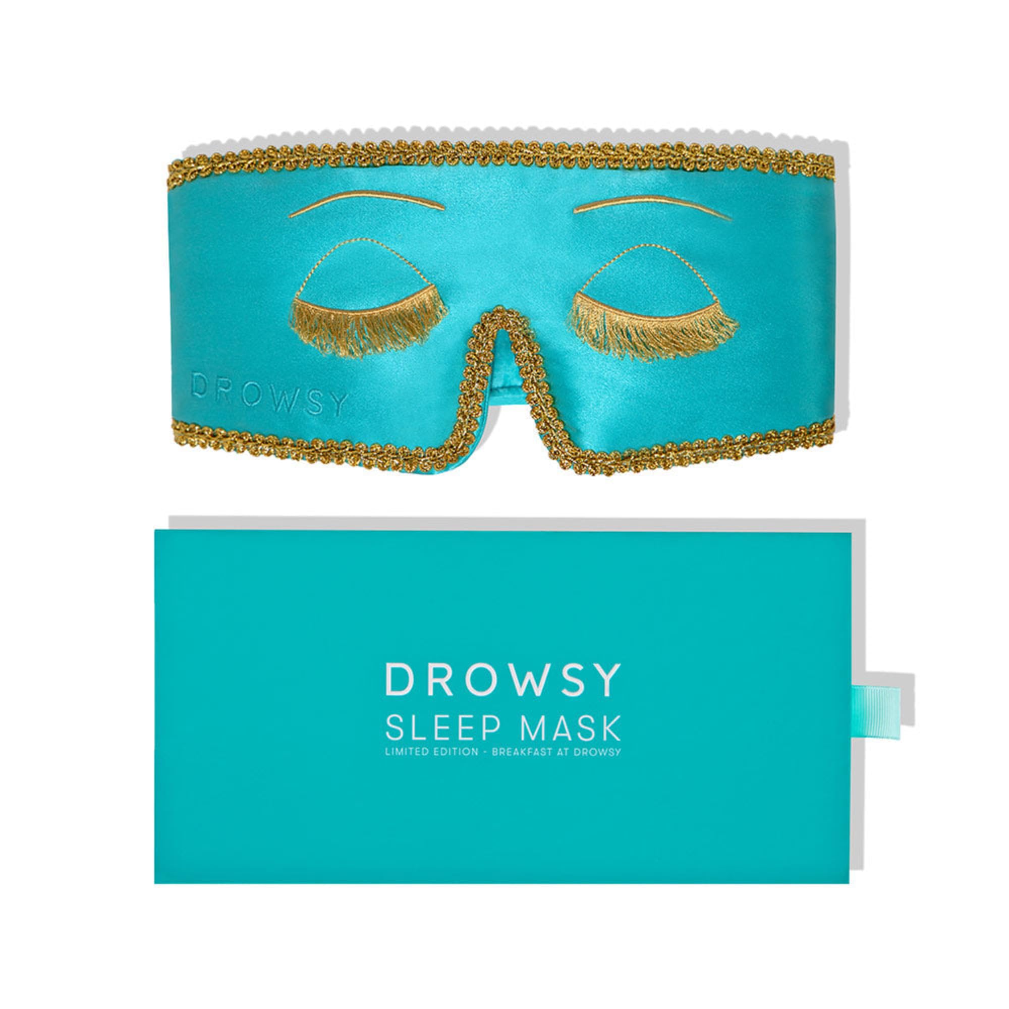 DROWSY Breakfast at Drowsy - Antifaz de seda para dormir, 100% seda de morera pura, oscurecimiento total, ultrasuave e hidratante para la piel para un sueño reparador, totalmente ajustable