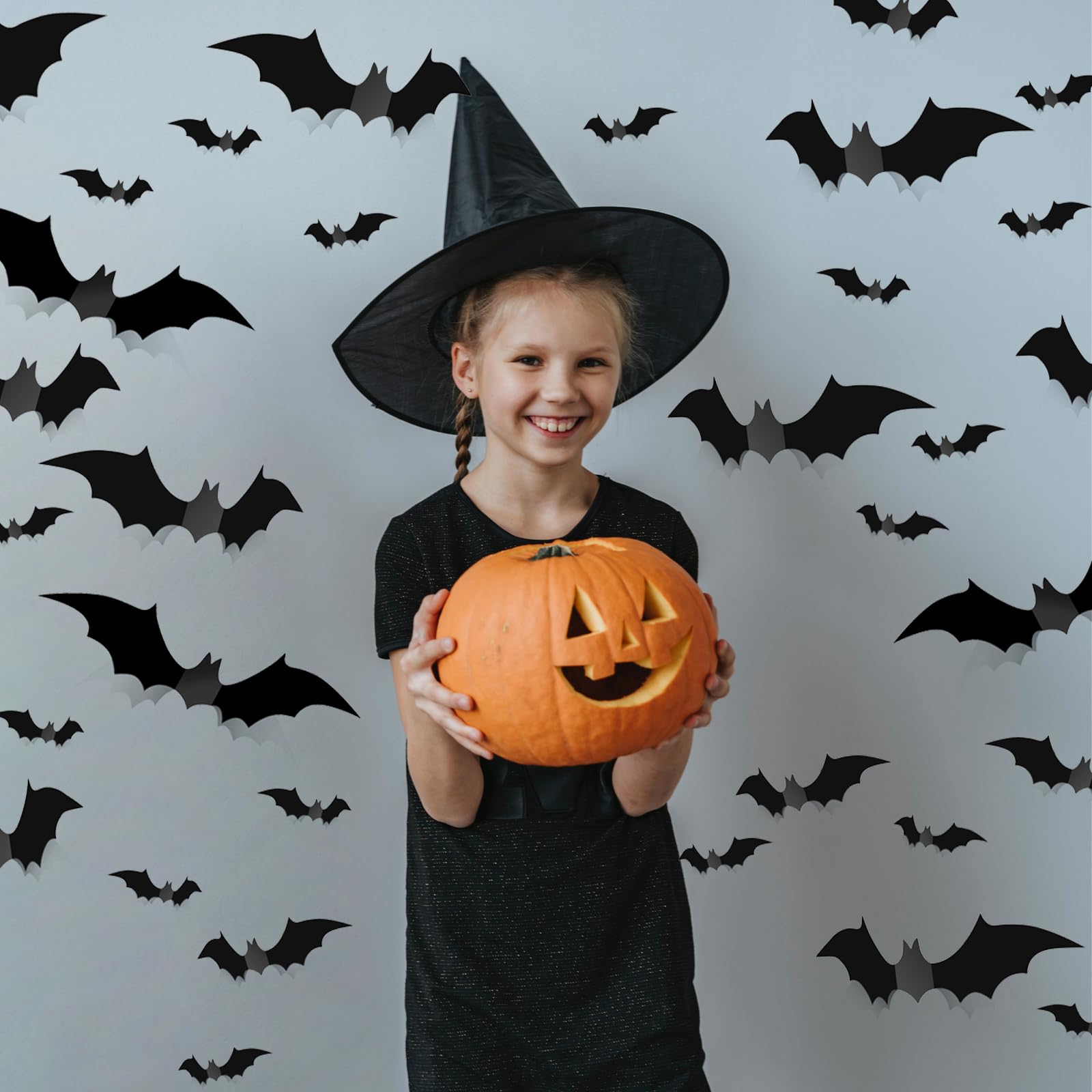 Décoration Halloween Chauves-souris 3D - Lot De 48 Pièces En PVC (4 Tailles), Adhésifs Inclus, Pour Murs Et Fenêtres