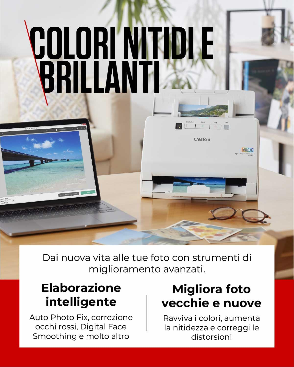 Canon Scanner Foto e Documenti imageFORMULA RS40 | Scanner Fronte-Retro con USB per Casa e Ufficio | Correzione Automatica Foto e Occhi Rossi | Software CaptureOnTouch Canon