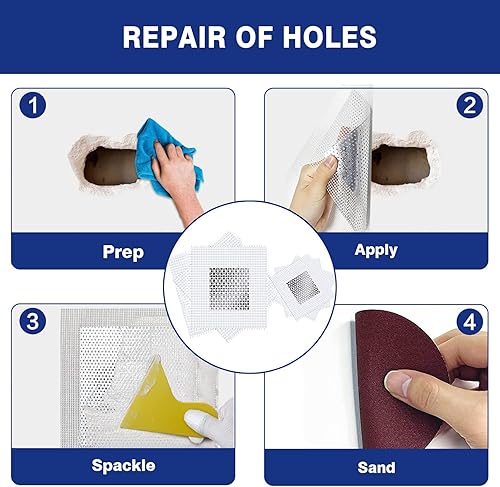 Miniatura 7 de Kit de reparación de parches de pared, kit de reparación de pared Spackle con parches de reparación de pared de 2 pulgadas, masilla de reparación de