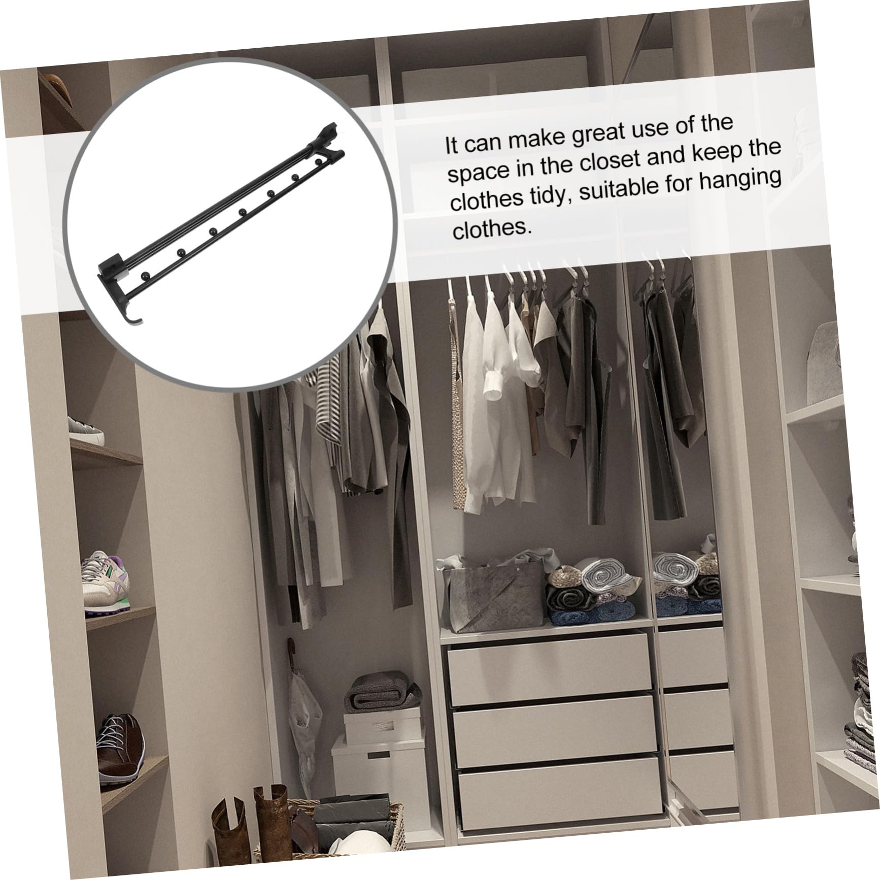 ABOOFAN Tringle à Vêtements Rallonge de Penderie Porte-pantalons Barre Coulissante Accessoires pour Suspension de Vêtements