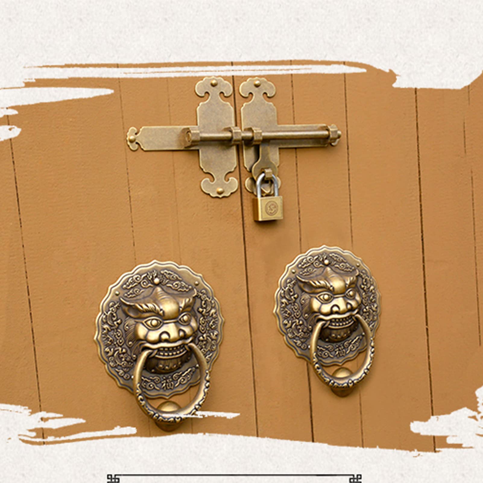Aldaba de Puerta con Cabeza de León de Bronce Antiguo, Manija de Puerta Dere Retro, Accesorios de Decoración de Puerta Principal para Puerta de Patio de Villa