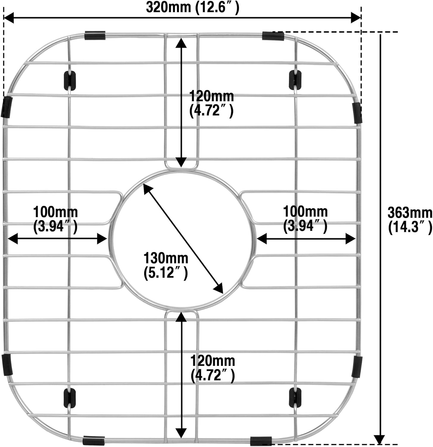 Kitchen Sink Grid,12 5/8" X 14 5/16" Sink Protectors for Kitchen Sink,Stainless Steel Sink Grate with Center Drain