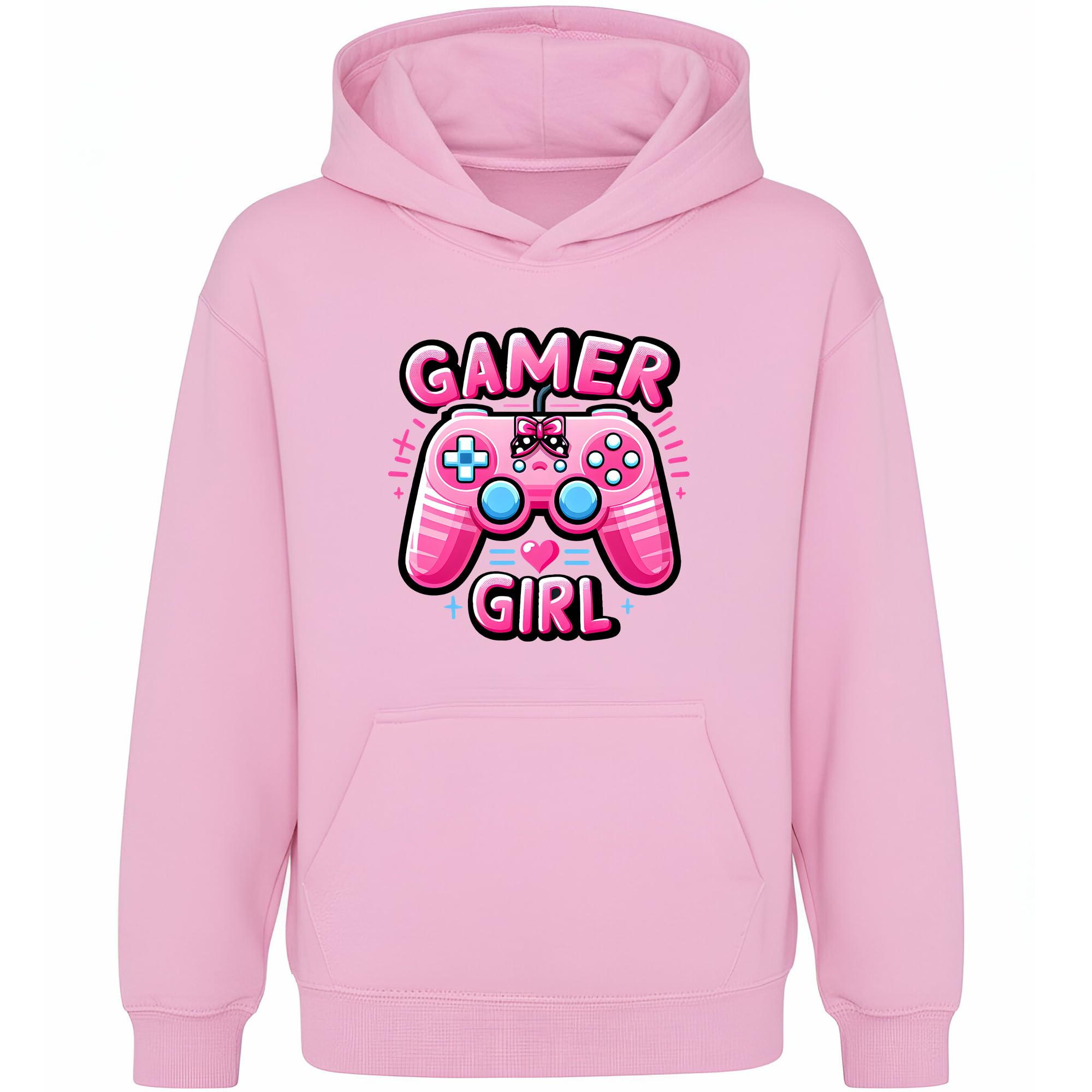Fringoo Gamer Hoodie for Boys Cotton Rich Soft Hooded Sweatshirt for Boys Gaming Pullover Jumper with Kangaroo Pocket Age 5-13 (UK, Age, 12 Years, 13 Years, Regular, PINK - Gamer Pad)