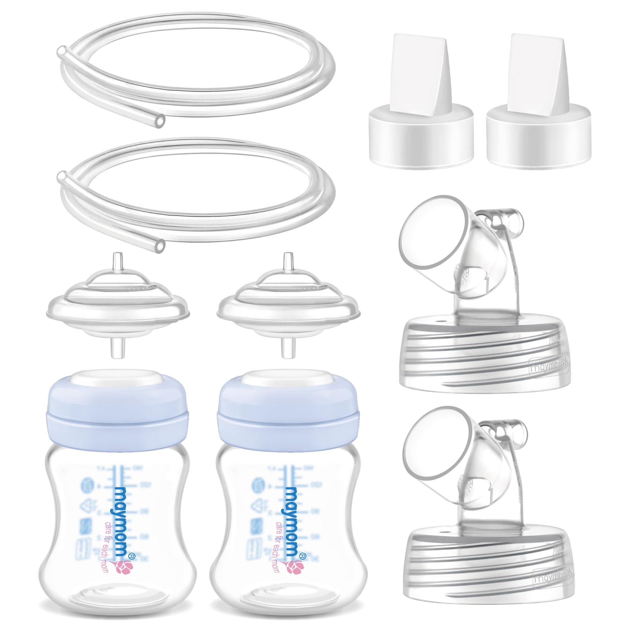 Maymom Pump Parts Compatible with Spectra S1 S2 9 Plus Accessories, Base Connectors, Bottles, Duckbill Valves, Backflow Protectors and Tubing, Not Original Spectra Parts