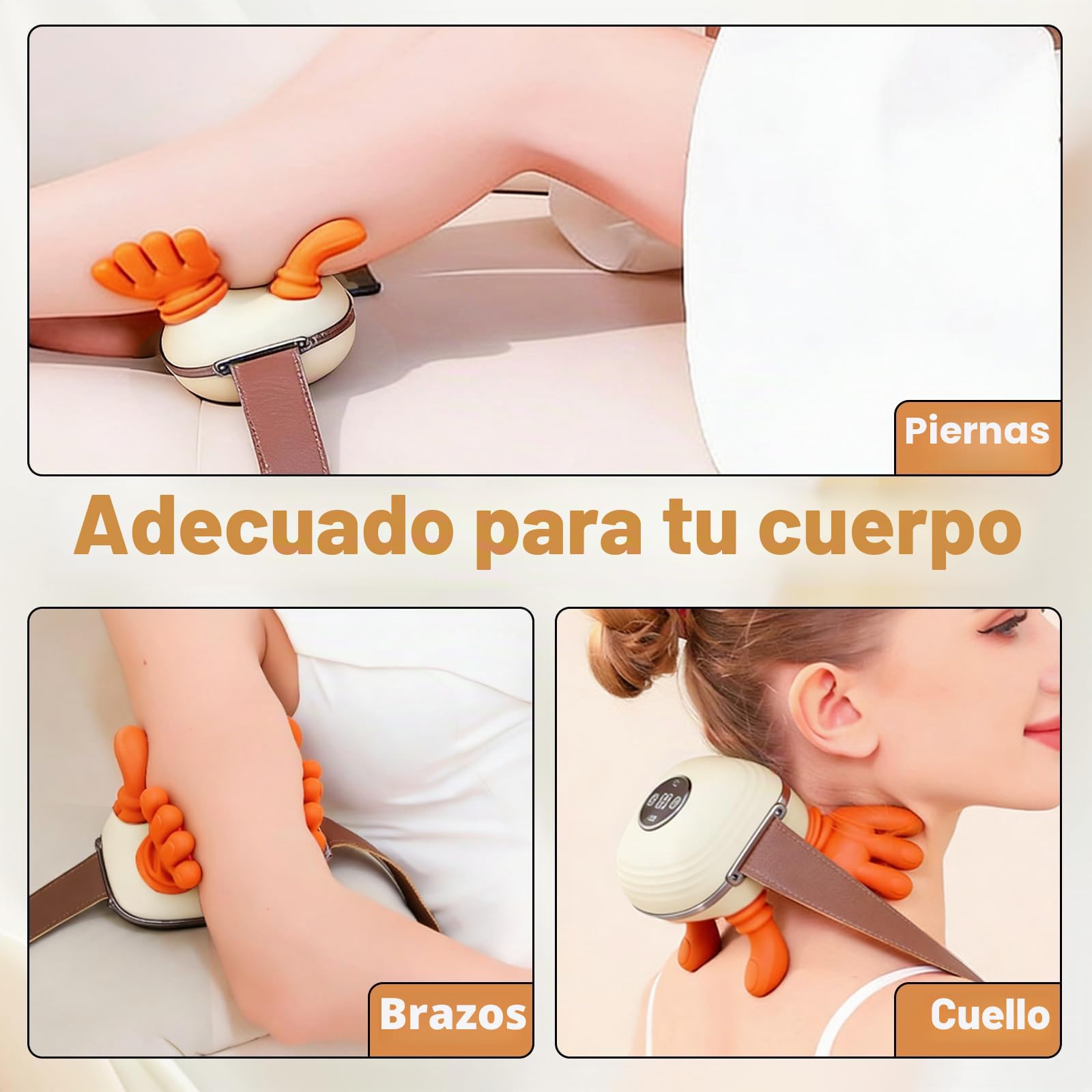 Masajeador Cervical y Espalda 4D a Mano Biónica, Masajeador Cuello Eléctrico, Masajeador de Cuello Inalámbrico 4D con 3 Niveles de Intensidad y 2 Niveles de Calor para Relajar Los Músculos (blanco)