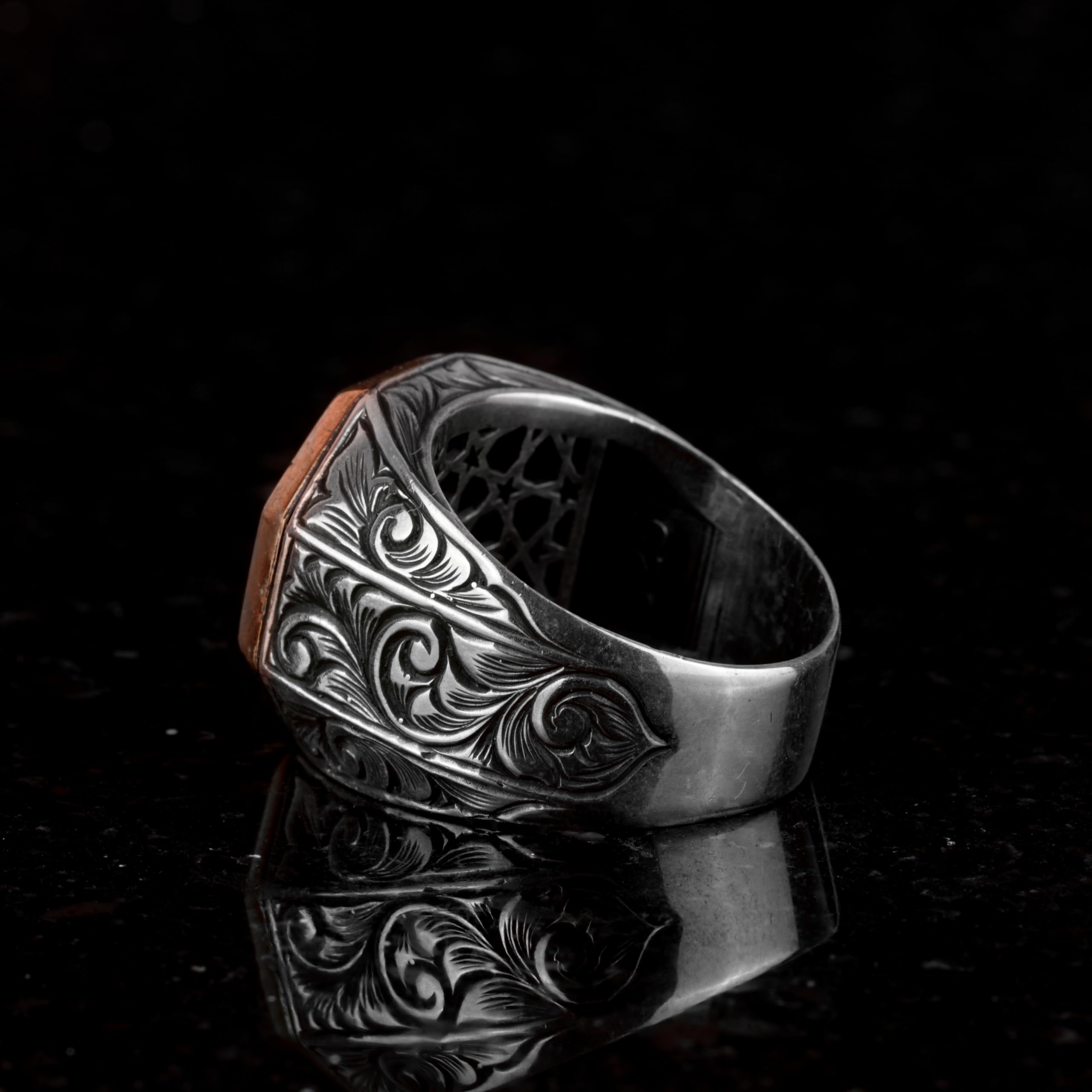 KAMBO Anillo de plata de ley 925 hecho a mano con sello de Salomón, anillo de plata de ley 925, de de 925, sin piedras preciosas, Sin piedras preciosas