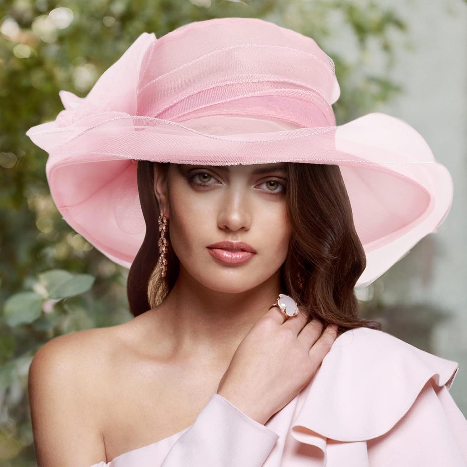 DRESHOW Women Organza Hat Church Cap Hats Clearance Kentucky Derby Cocktail Tea Party Wedding Flower Hat with Wide Brim - Image 9