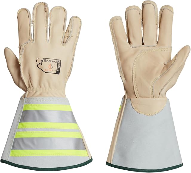 Superior Glove Endura Lineman Leather Gloves with 6-Inch Hi Vis Reflective Gauntlet Cuffs – 365DLX6 X-Large (Pack of 1 Pair)