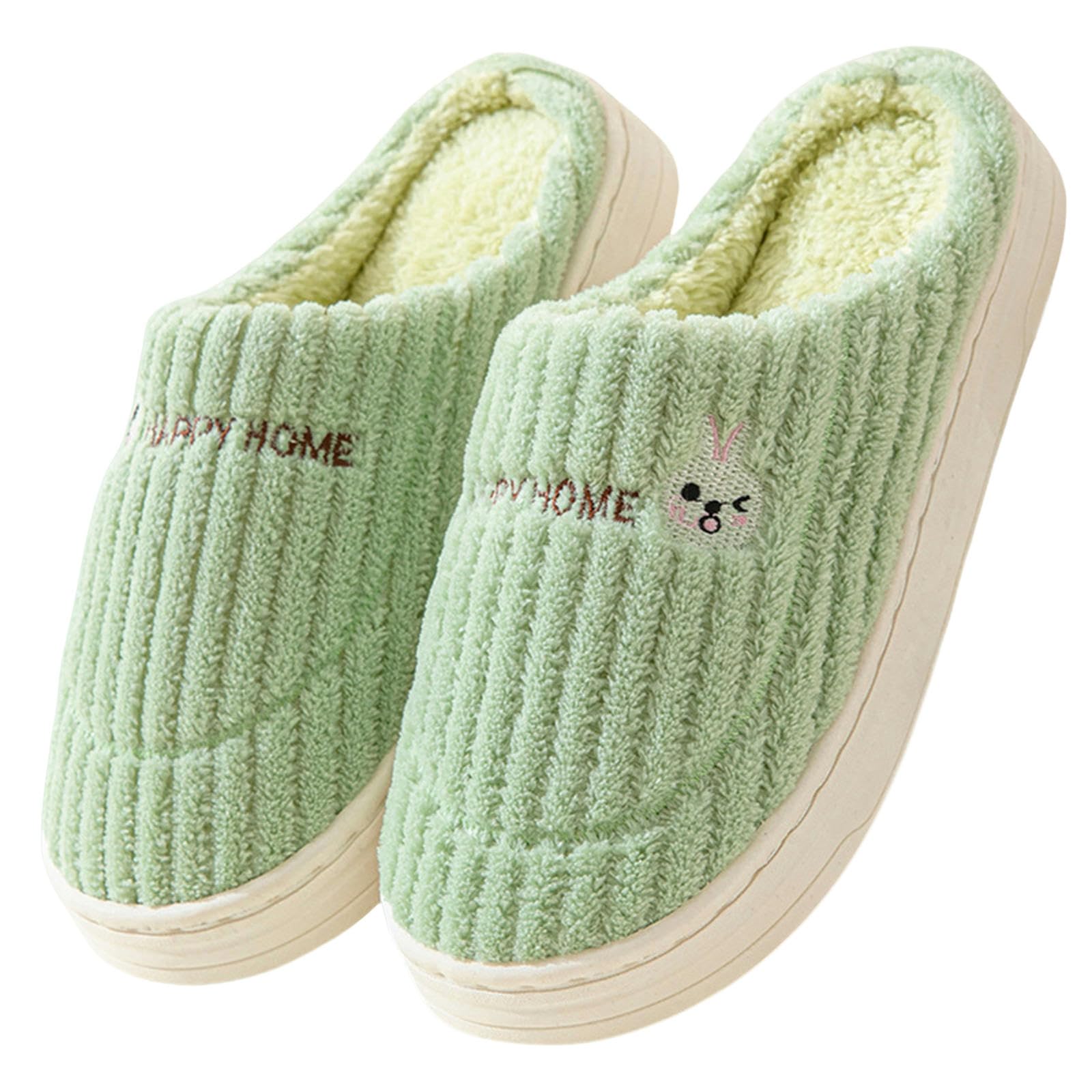 Ciabatte Donna Invernali Pantofole Invernali Donna E Uomo - Morbide, Antiscivolo, Peluche, Ideali per Casa E Interno-green-36-37