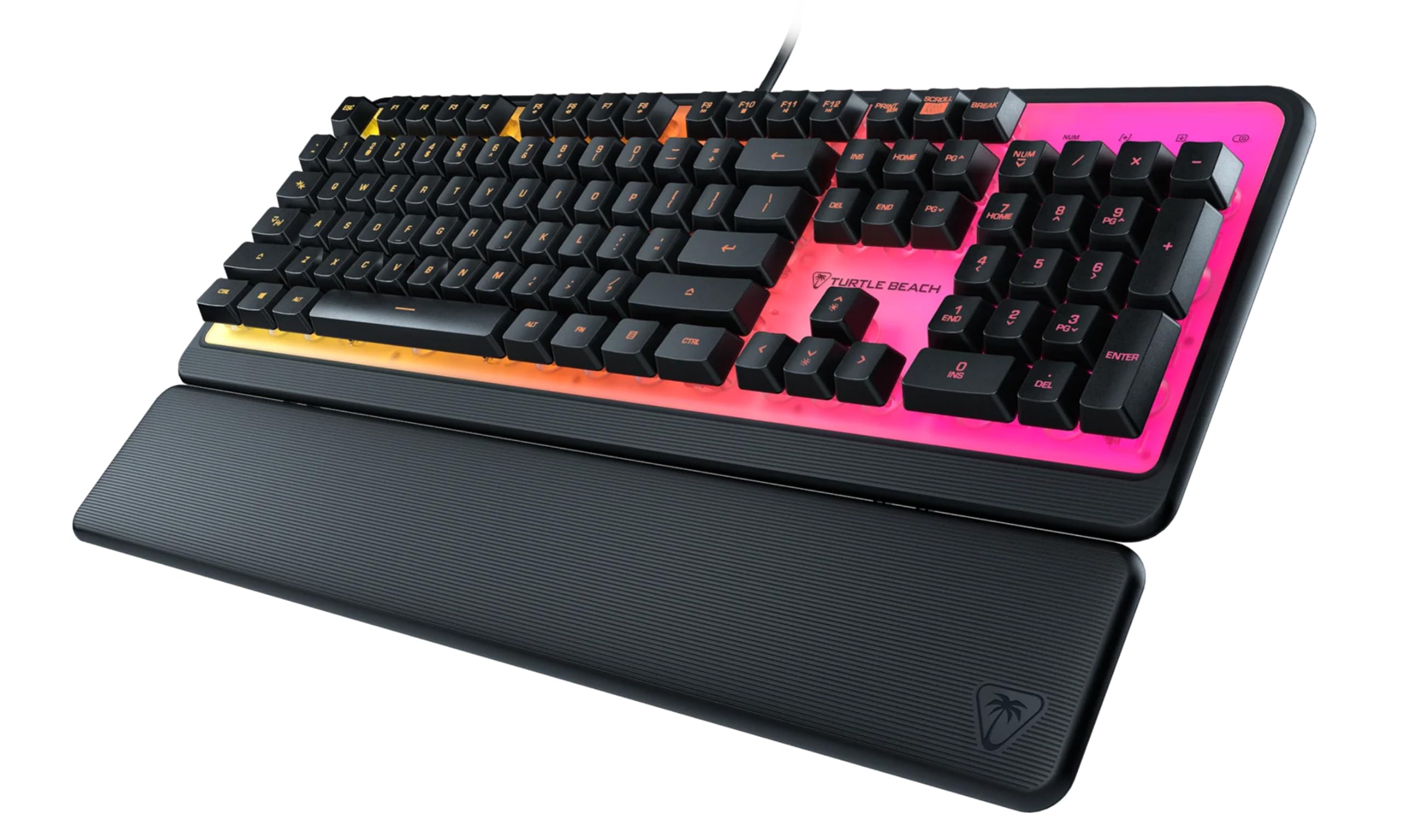 Turtle Beach Magma - Membrana RGB Gaming Keyboard z klawiszami membranowymi, zaawansowana technologia Anti-Ghosting, technologia Easy-Shift, oświetlenie RGB, zdejmowana podkładka pod nadgarstki