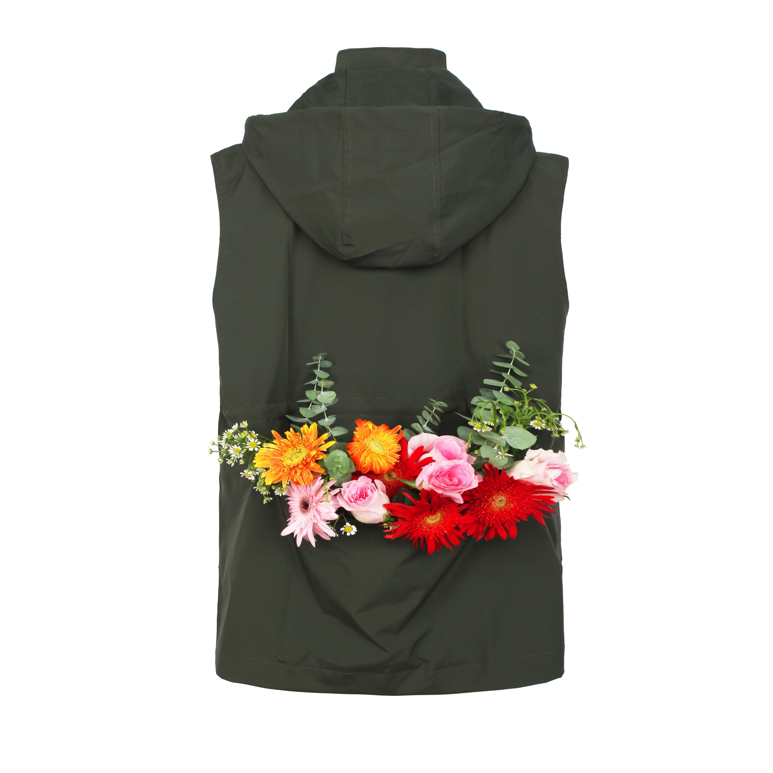 PESION Chaleco militar plegable para mujer, impermeable, cortavientos, con capucha extraíble