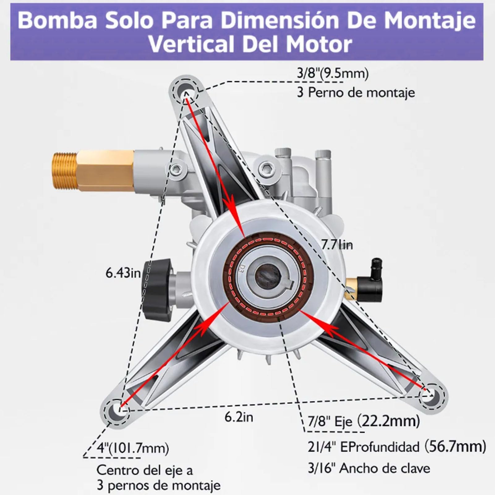 Hyuduo 3400 PSI 2,5 Gpm 3/4 Pompe à Lave-glace D'entrée 7/8 Arbre Vertical Système d'étanchéité Double Performance pré-lubrifié pour les Rondelles de Gaz avec 5 Buses et