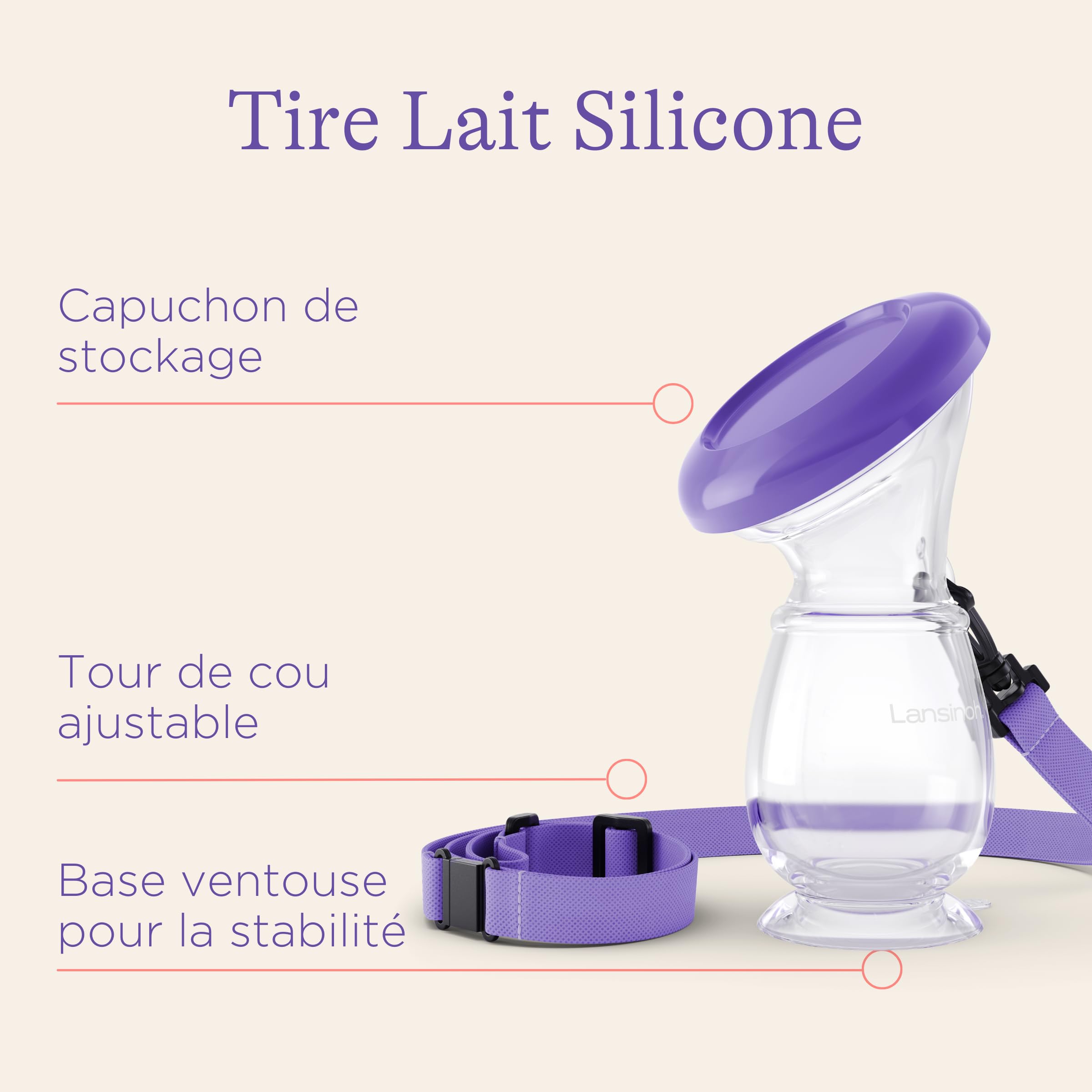 Lansinoh I Recueil Lait en Silicone – Tire-lait Manuel Sans BPA – Léger, Portable, Facile à Nettoyer – Collecteur de Lait Maternel
