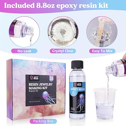 Miniatura 5 de LET'S RESIN Suministros para hacer joyas de resina epoxi, kits y moldes de resina incluye flores secas, tinte de resina, cadena de collar, kit de