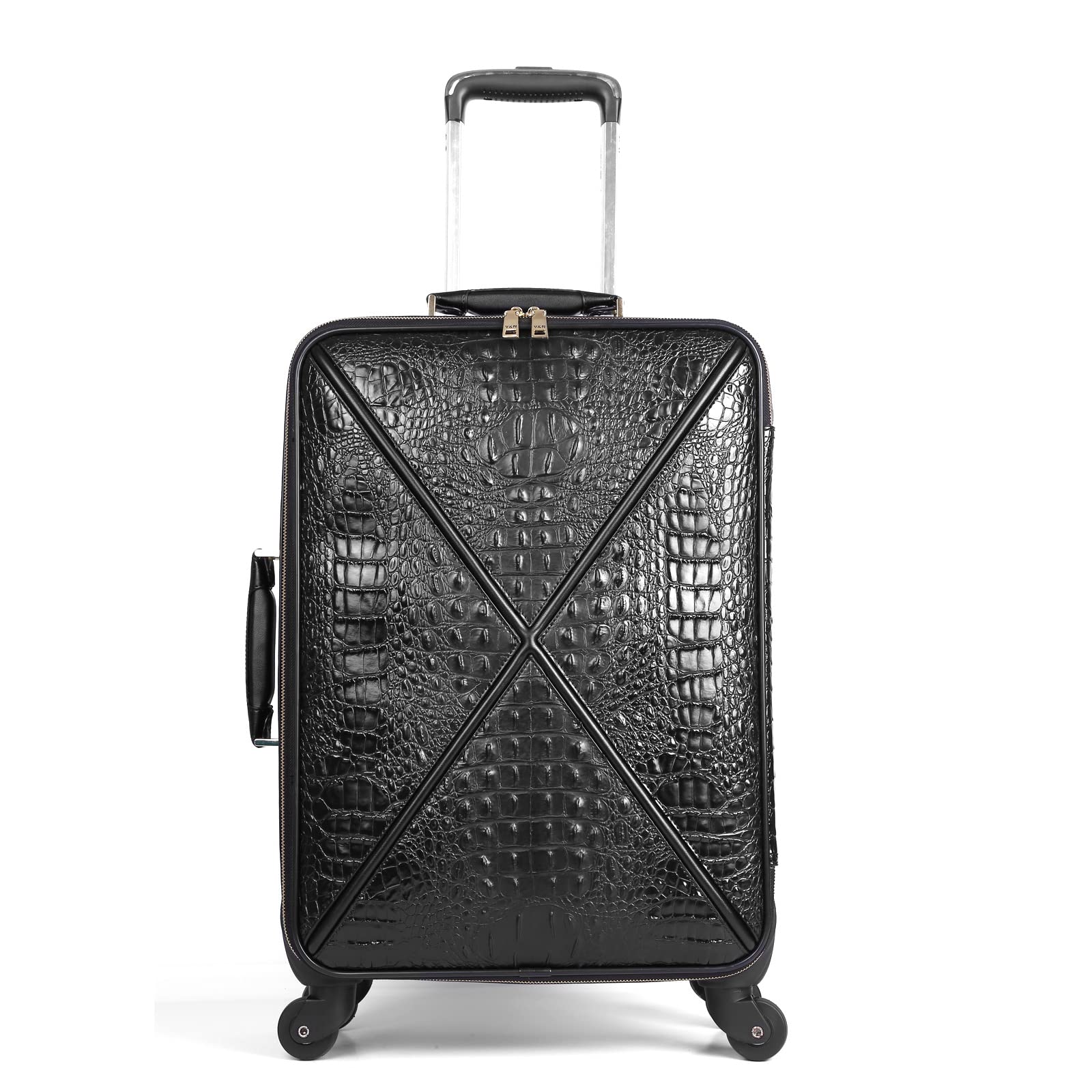 feilario Croco trolly luggage with spinner wheel softside suitcase lightweight checked bag