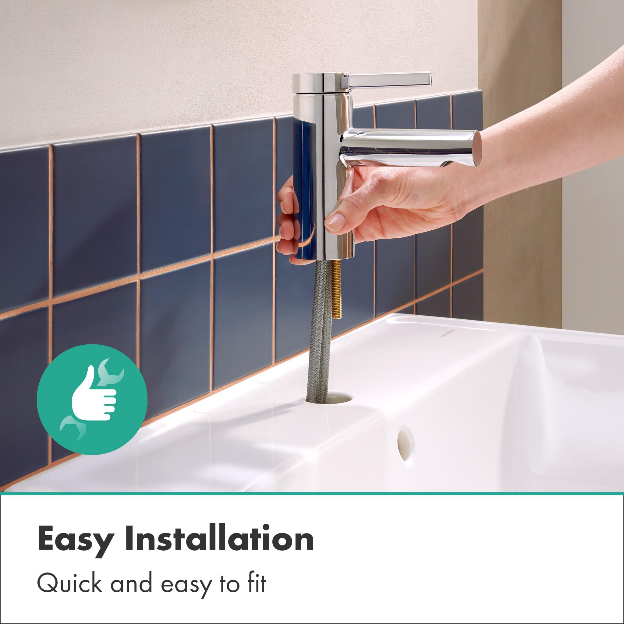 hansgrohe Zesis S, Bathroom tap with Push-Open Waste Set, Energy-Saving (CoolStart) - Image 4