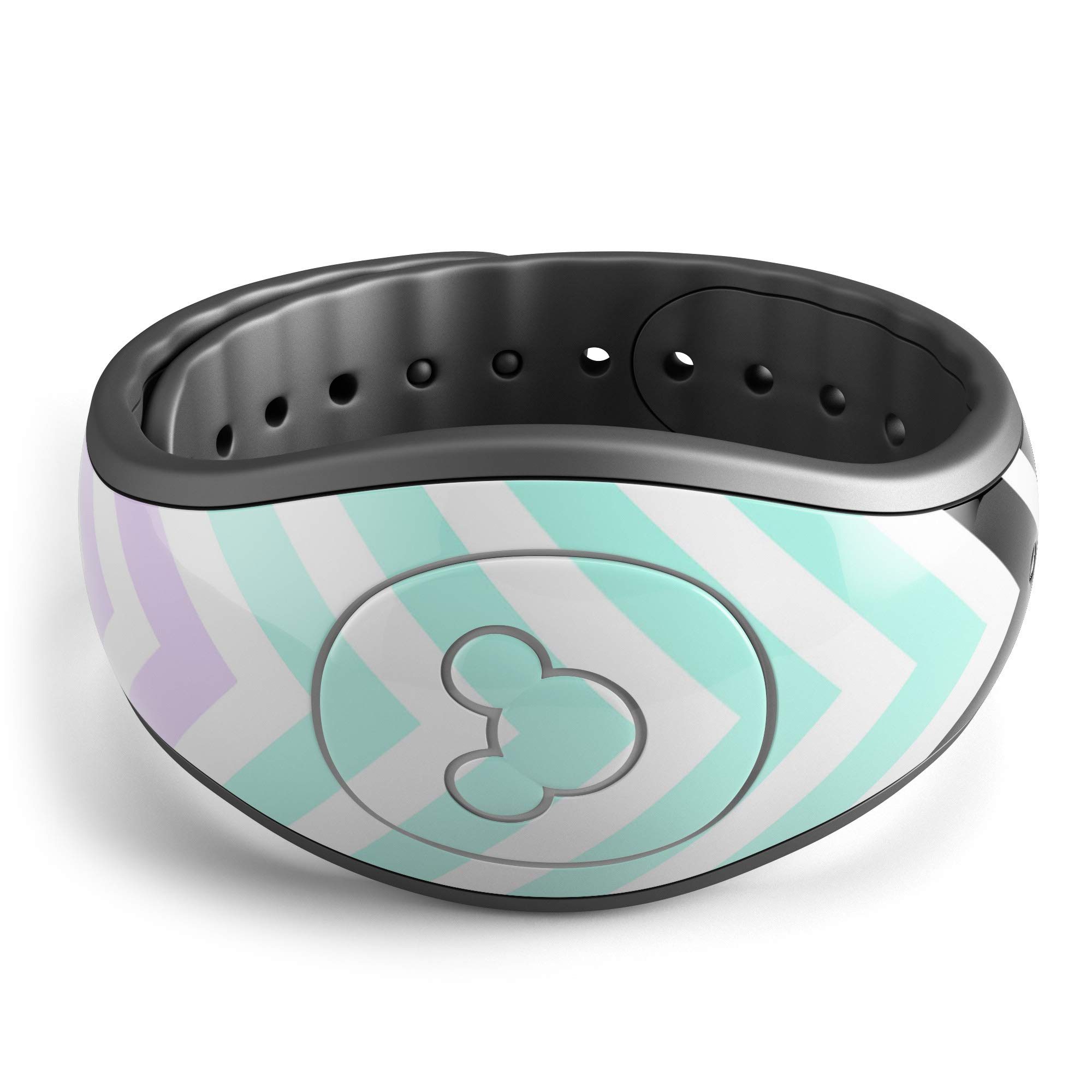 Design Skinz Light Teal & Purple Sharp Black Chevron Premium Vinyl Decal Wrap Cover for The Disney MagicBand 1 (Fits MagicBand 1 for Disney Parks)
