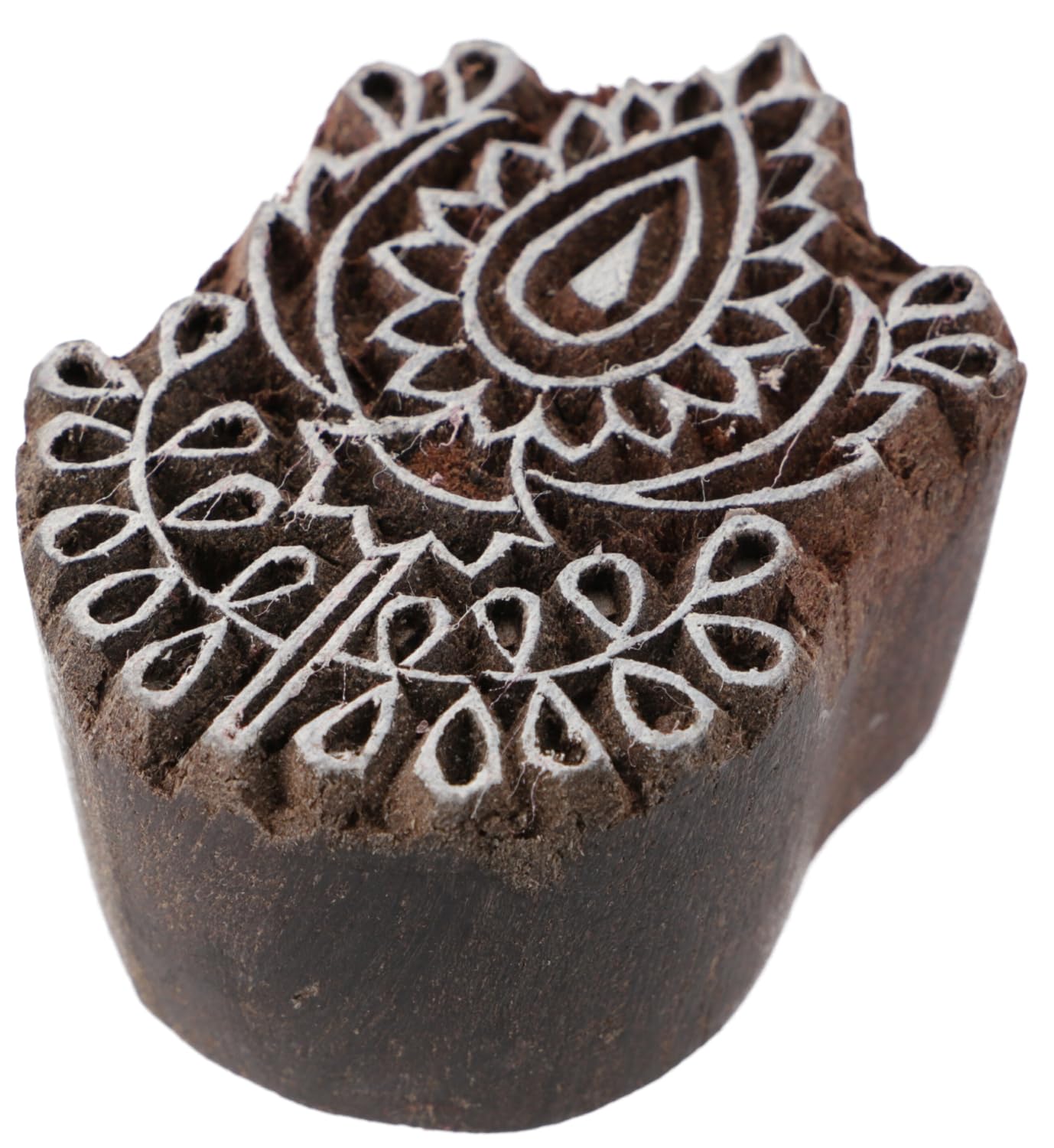 GURU SHOP Indischer Textilstempel – Holz Stoffdruckstempel, Blaudruck Stempel, Druck Modell - 4x5 cm Blume 9