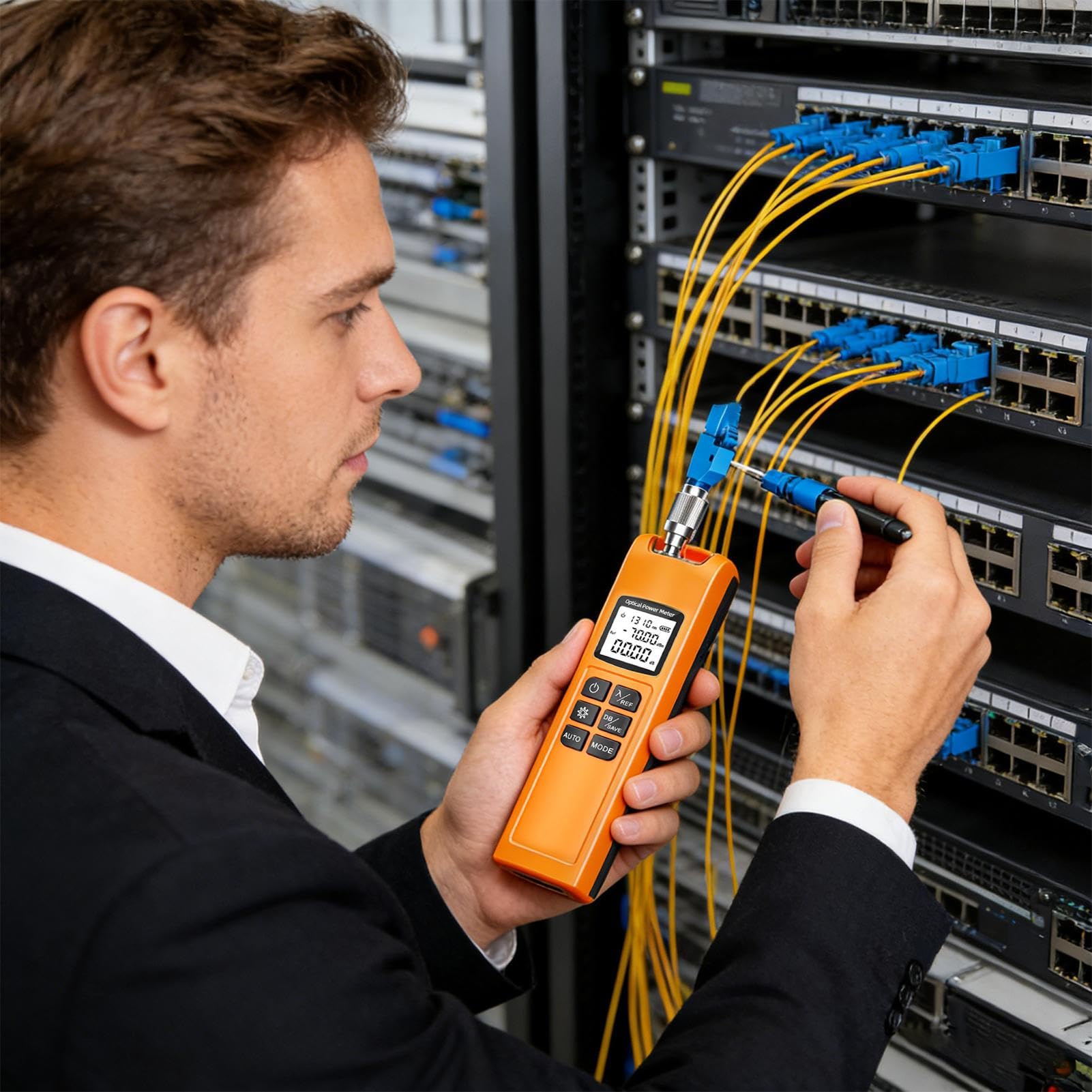 Fibre Optique Testeur | Outils Réseau Rechargeables avec Lumière LED | Mesureur de puissance réseau fibre optique - pour Interfaces SC FC ST, Techniciens FTTH, CATV, Centres de Données