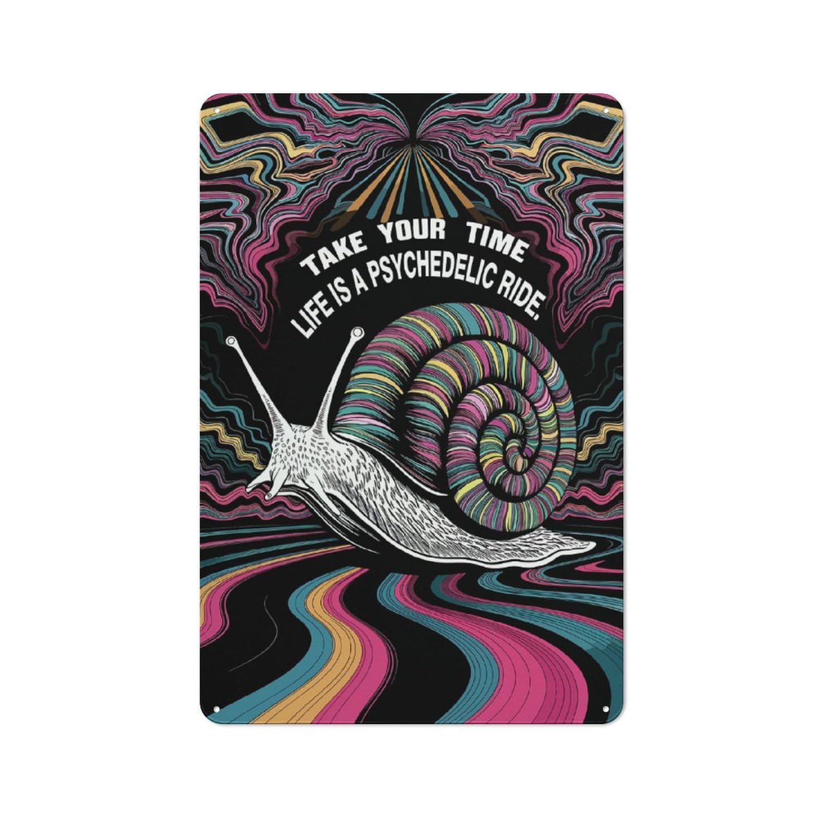 Junmoney Snail Ride Vintage Tin Sign 30X20cm Featuring For Café Or Home Bar, A Metal Wall Feature For Cafés And Home Bars