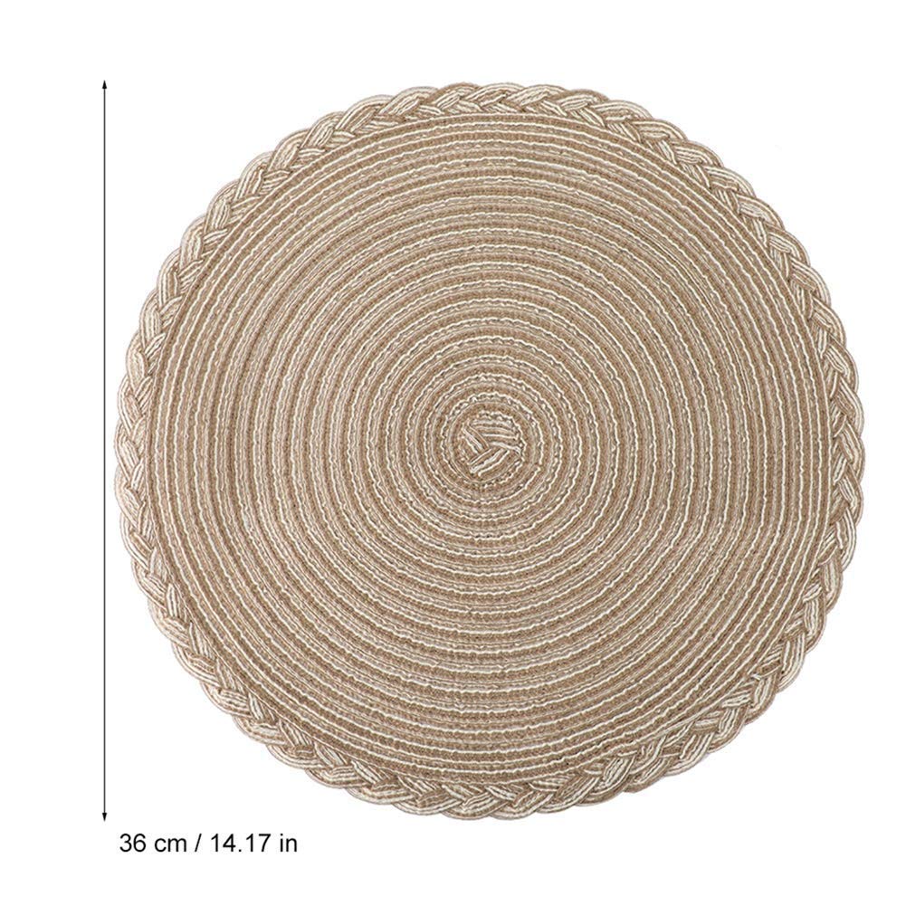 Napperon Rond de Table, Tapis antidérapant résistant à la Chaleur pour Table de Cuisine, PP tissé (Bleu) (Marron)