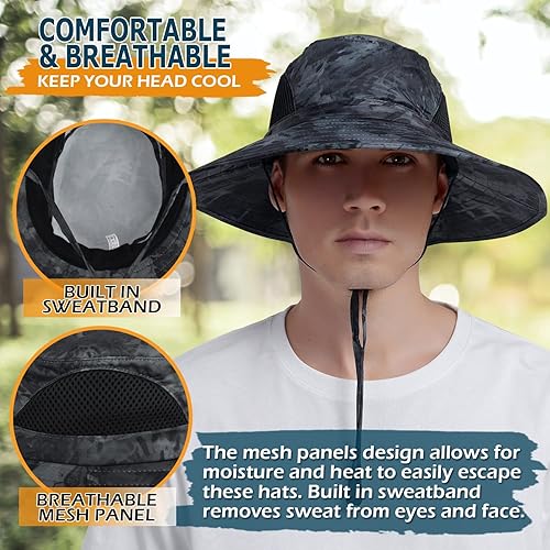 Miniatura 5 de EINSKEY Unisex Sun Hat, Waterproof Wide Brim Bucket Hat Packable Boonie Hat for Fishing Hiking Gardening Safari Beach