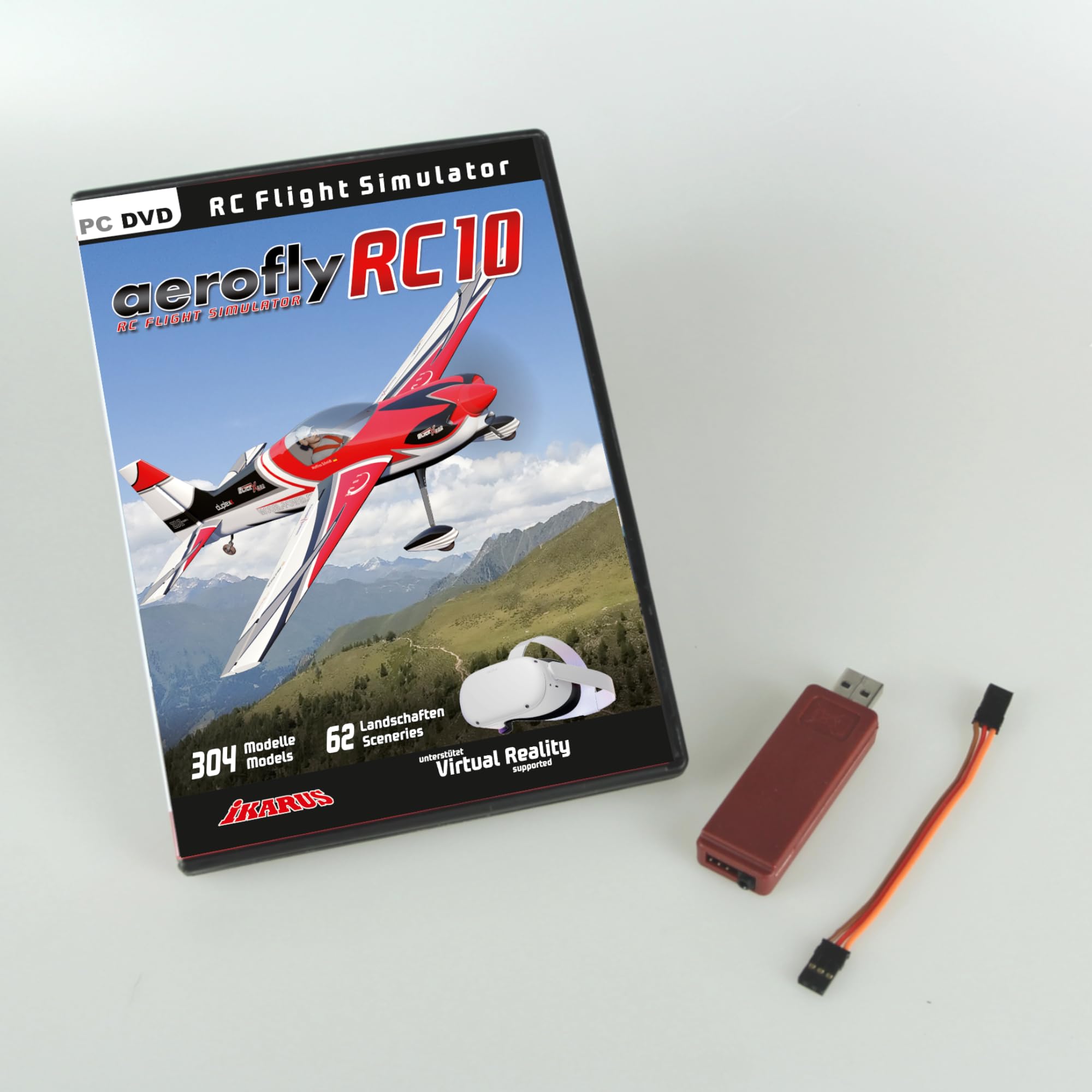 IKARUS aeroflyRC10 auf DVD für Windows mit USB-Interfaceset für PPM (HoTT/Jeti/Core)