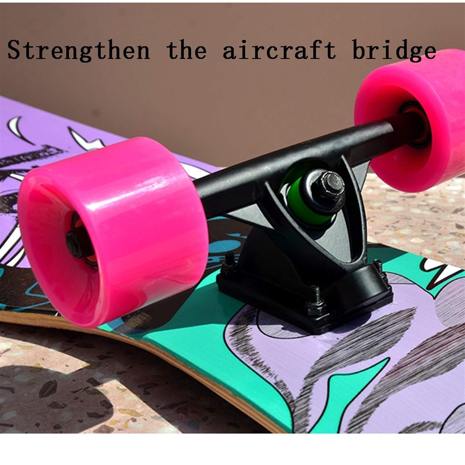 Longboard Skateboard Dancing Fille,Skateboard Longboard en Érable Naturel 8 Couches 46",y Inclus Outil en Forme De T, ABEC-11 High Speed,Drop-Through Freeride Patinage Cruiser Boards