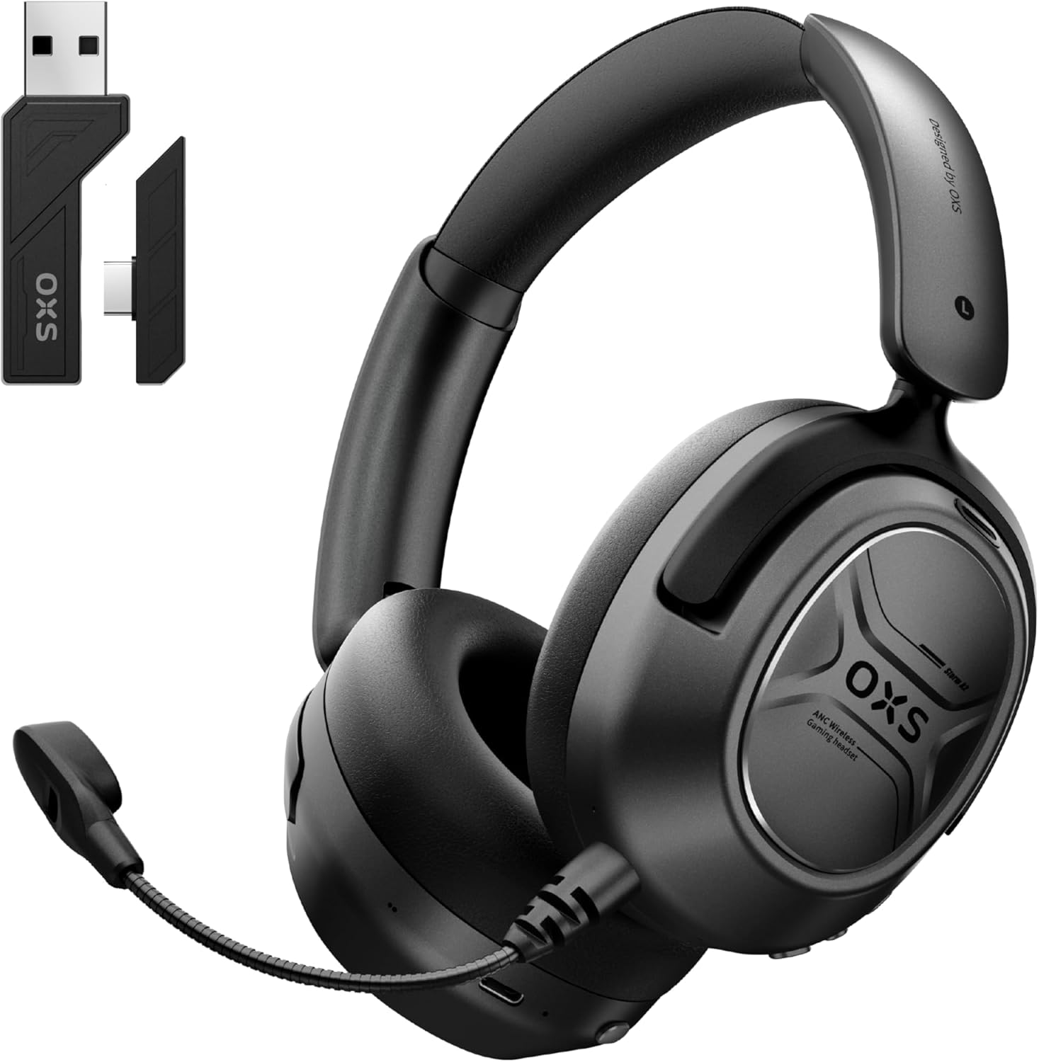 OXS Storm A2 Wireless Gaming Headset, Active Noise Cancellation, Over Ear Headphone with Mic, Bluetooth 5.4 & 2.4GHz Low Latency, Dual EQ Modes, 70H Playtime, for PC, Switch, PS4, PS5, Mobile, Black - Image 1 of 7