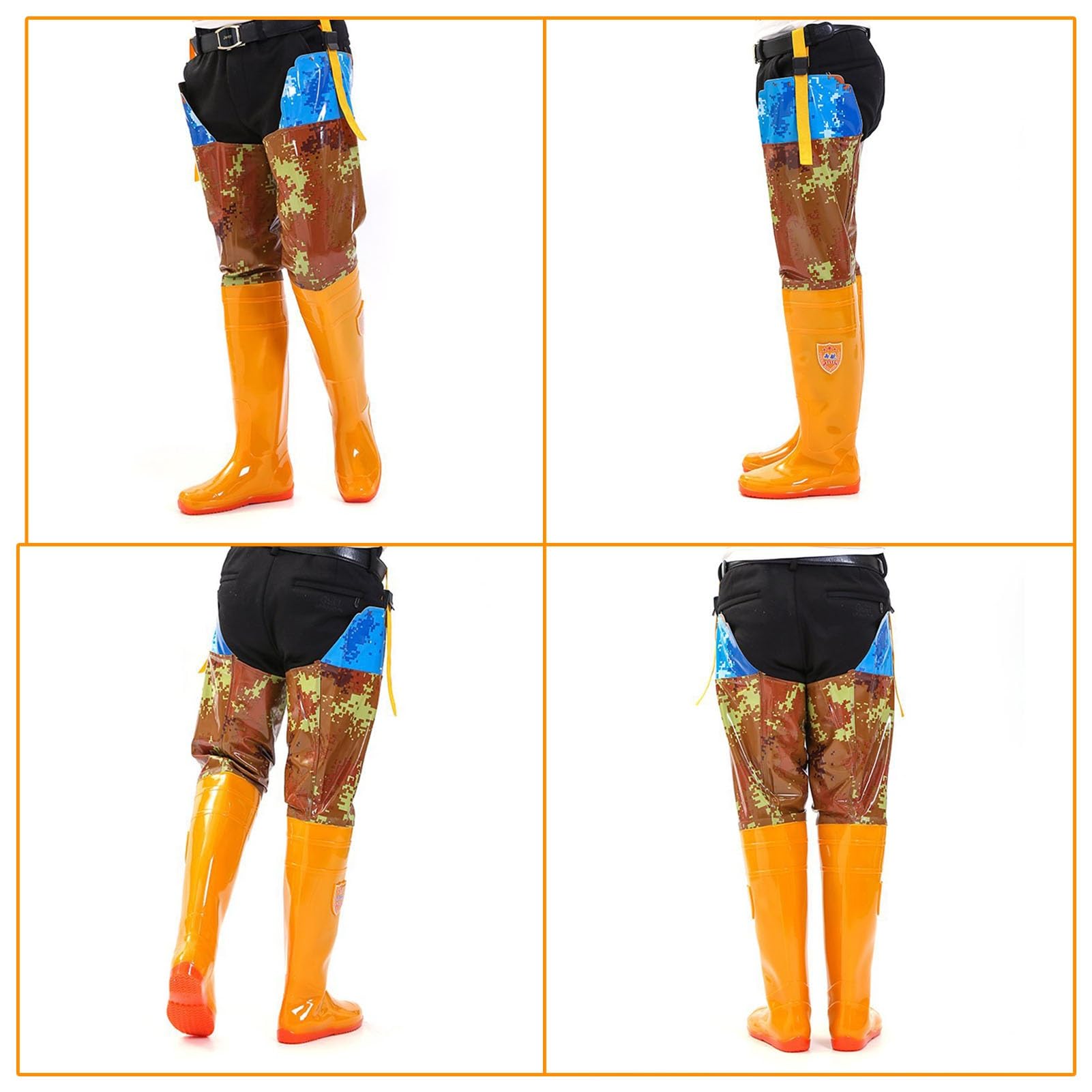 Waders hip Waders mimetici con cuciture sui fianchi, robusti wader da pesca antiforatura, per la caccia nelle paludi(47 EU)