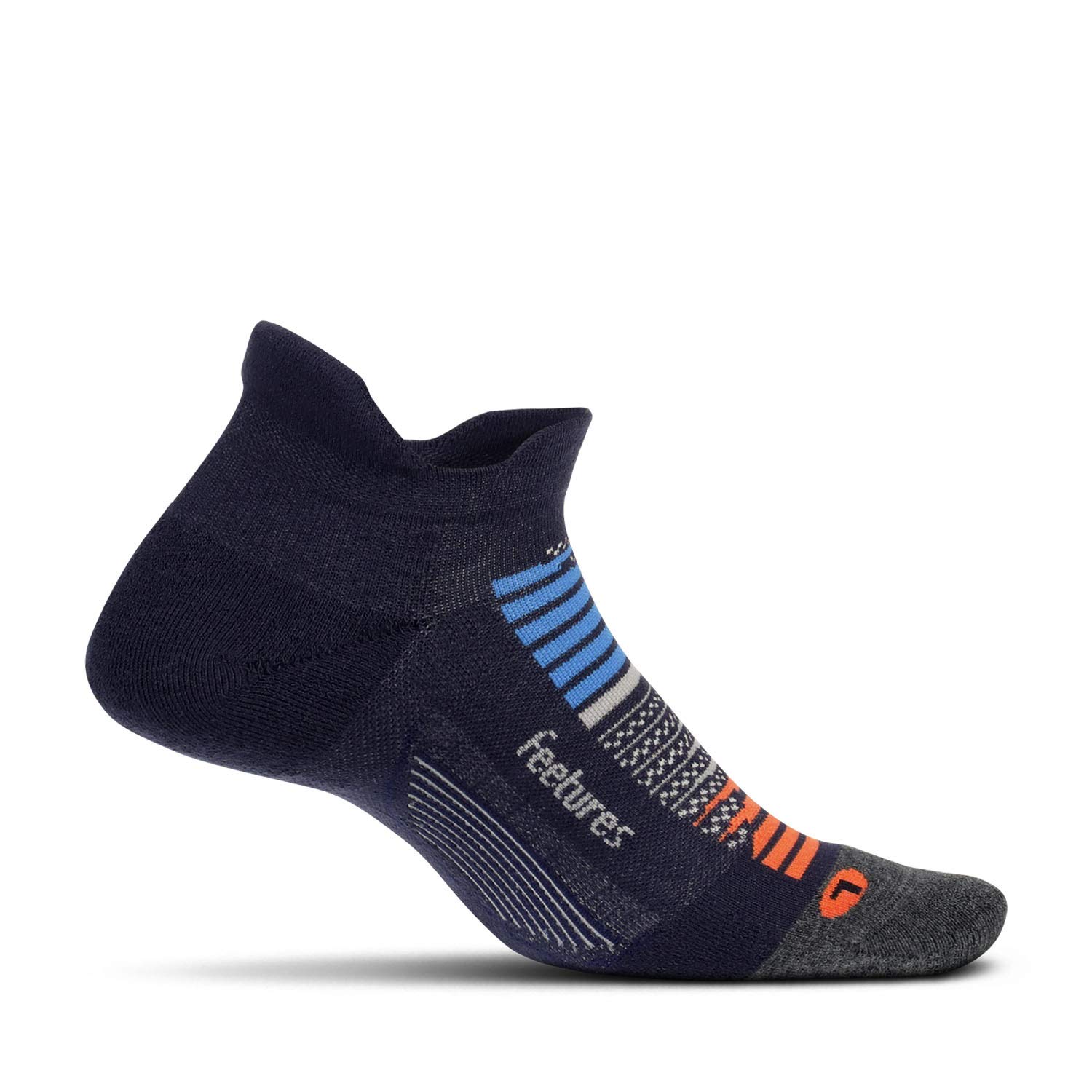 FeeturesElite Max Cushion No-Show Running Socks, Nebula Navy