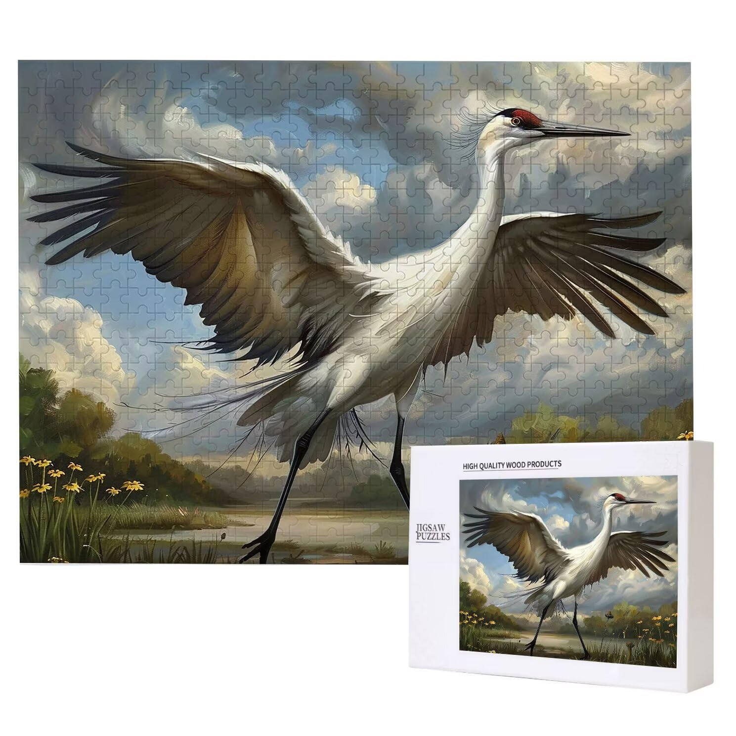 Puzzle dla dorosłych, 2000 sztuk, trudne drewniane puzzle, gra, gra logiczna, gra ręczna, dekoracja rodzinna, kreatywna rozrywka, prezent 70 x 99 cm biały żuraw zwierzę K0F-6