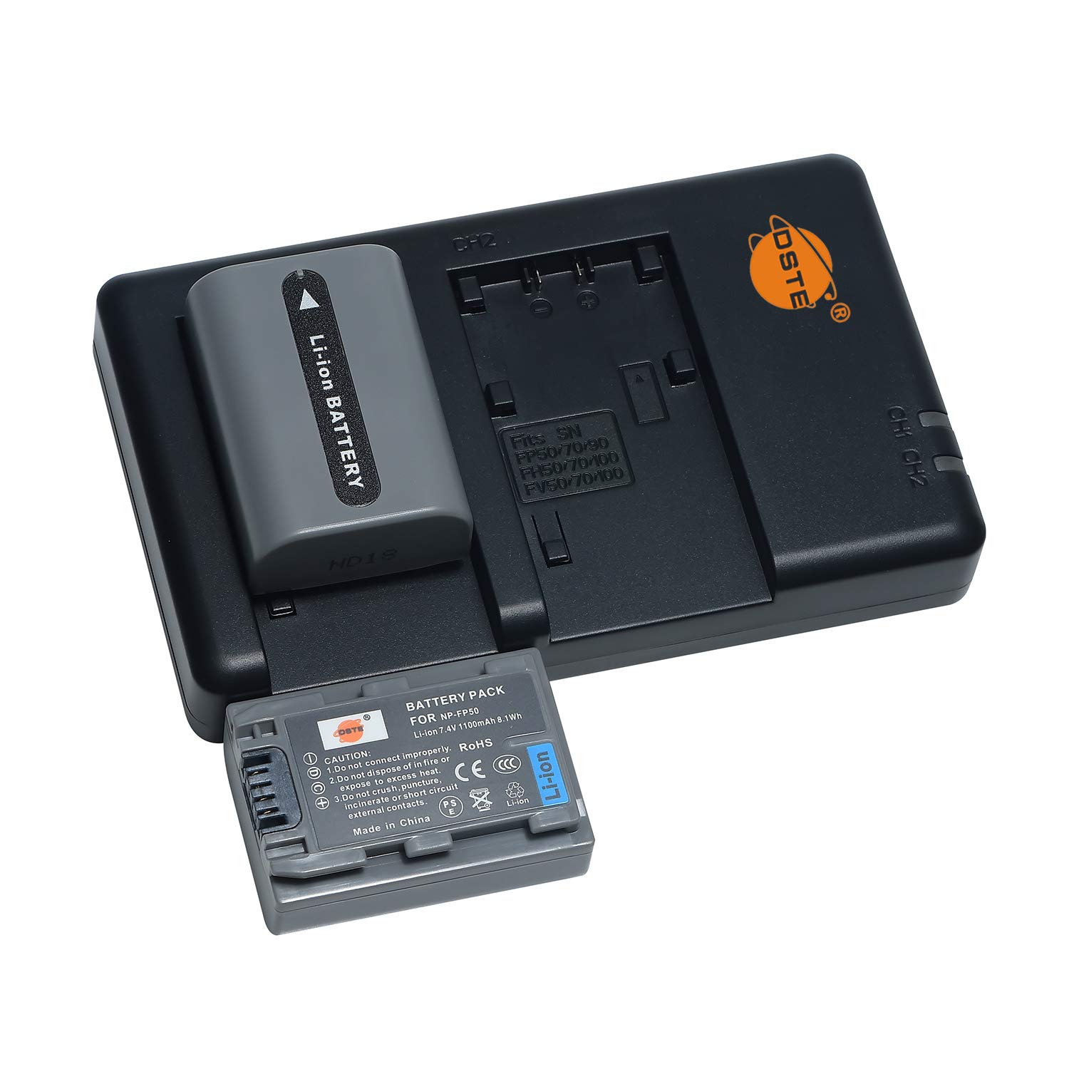 DSTE NP-FP50 - Batería recargable de repuesto y cargador dual compatible con cámaras Sony NP-FP30, DCR-30, DVD103, DVD105, DVD202E, DVD203, DVD205, DVD304E, DVD305, etc