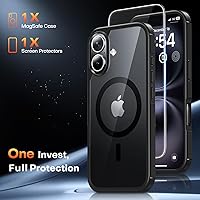 Vista 699 de TAURI Funda magnética 2 en 1 transparente para iPhone 14 Pro, compatible con Magsafe [no amarillenta] con protector de pantalla, protección de grado