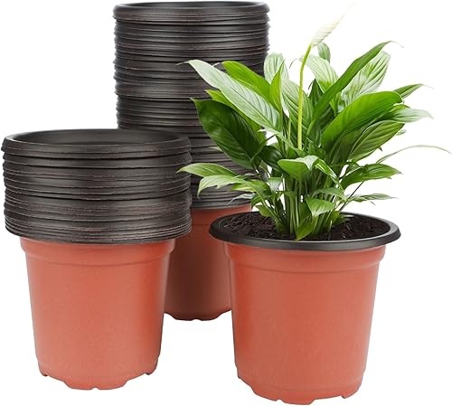 KINGLAKE GARDEN 120 macetas de plástico para plantas de vivero, macetas de 4 pulgadas para plantas con agujeros de drenaje, contenedor de plantas de