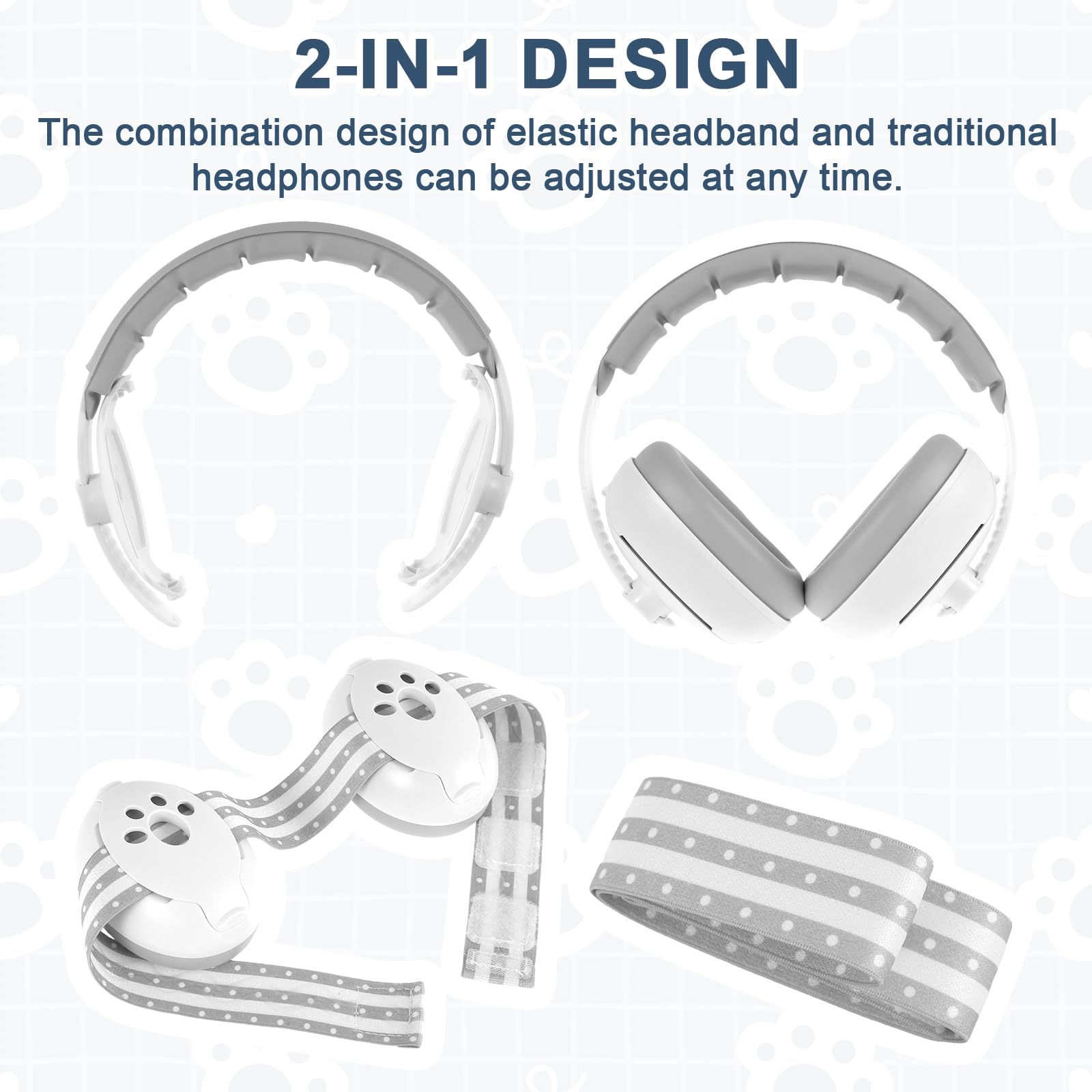 2 in 1 Newborn Baby Ear Defenders for 3-48 Months Baby Noise Cancelling Headphones Adjustable Toddler Headphones Ear Muffs Safe & Soothing Hearing Protection for Noise Airplane Travel Essentials - Image 3