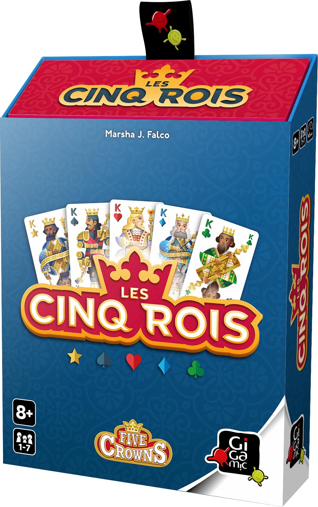 GIGAMIC - Les Cinq Rois - Jeux de société - Jeux de Cartes dès 8 ans - Jeu d'ambiance pour enfant, famille et amis - 1 à 7 joueurs - Variante de Rami - 45 Min - Jeu en Français - JSBRO